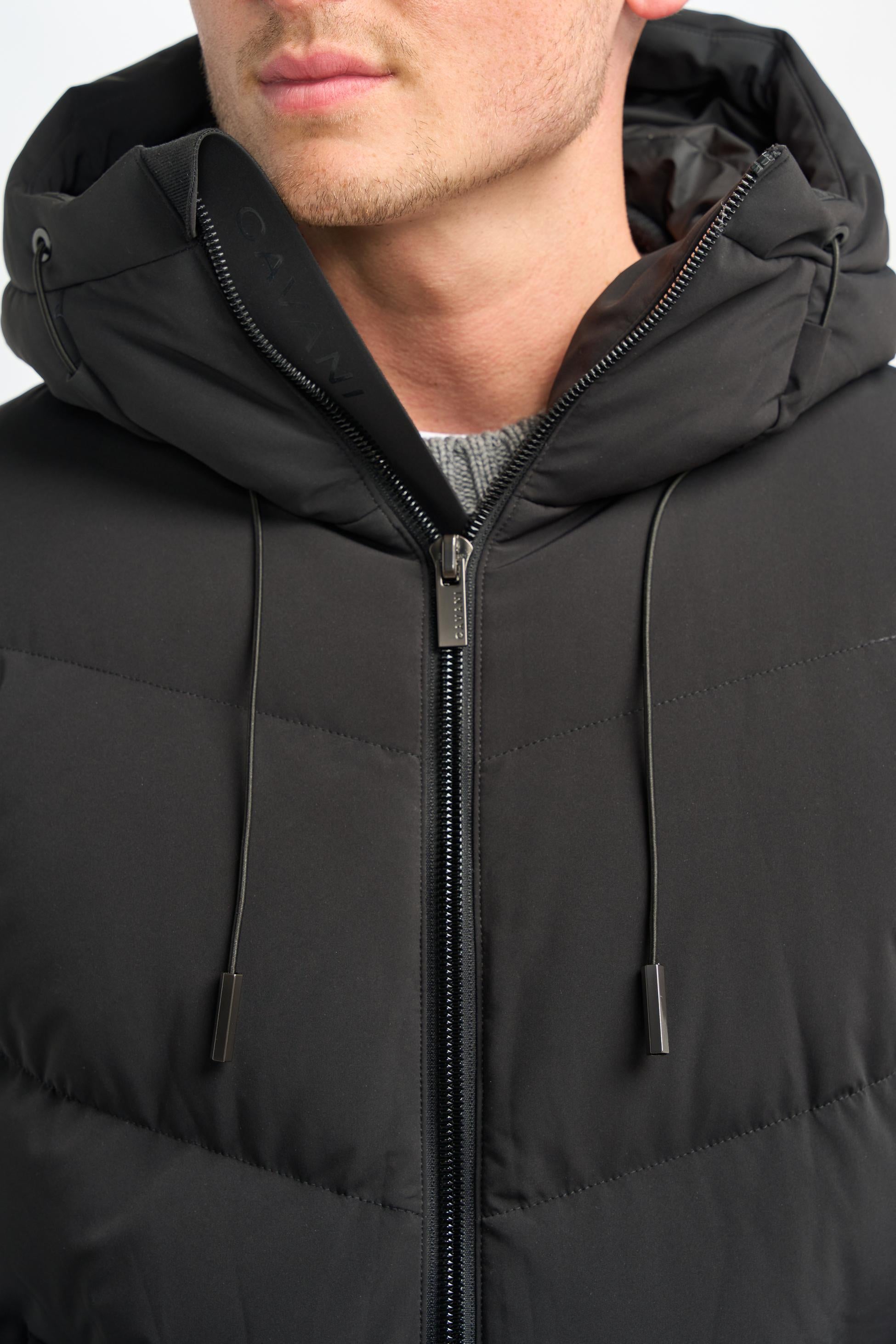 Men's Quilted Puffer Jacket Winter Coat - FABINI - Black