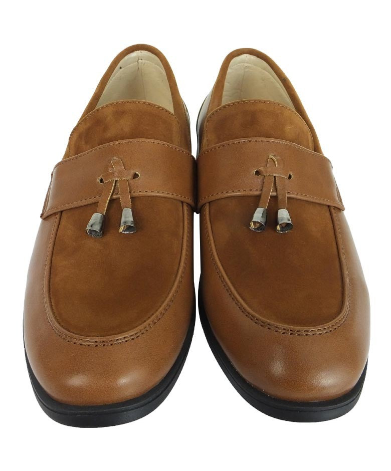 Baby Boys & Boys leather and Suede Slip on Formal Tassel Loafers - Tan Brown