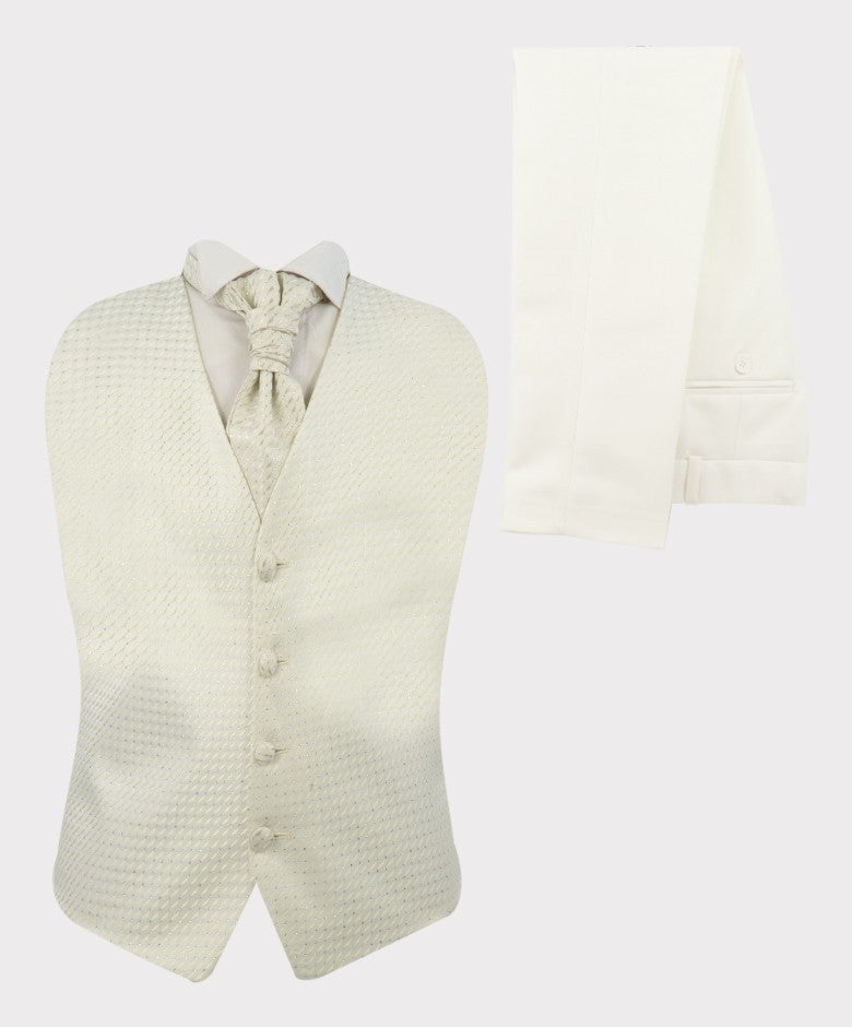 Boys 6 Piece Communion Tailored Fit Suit Set - White