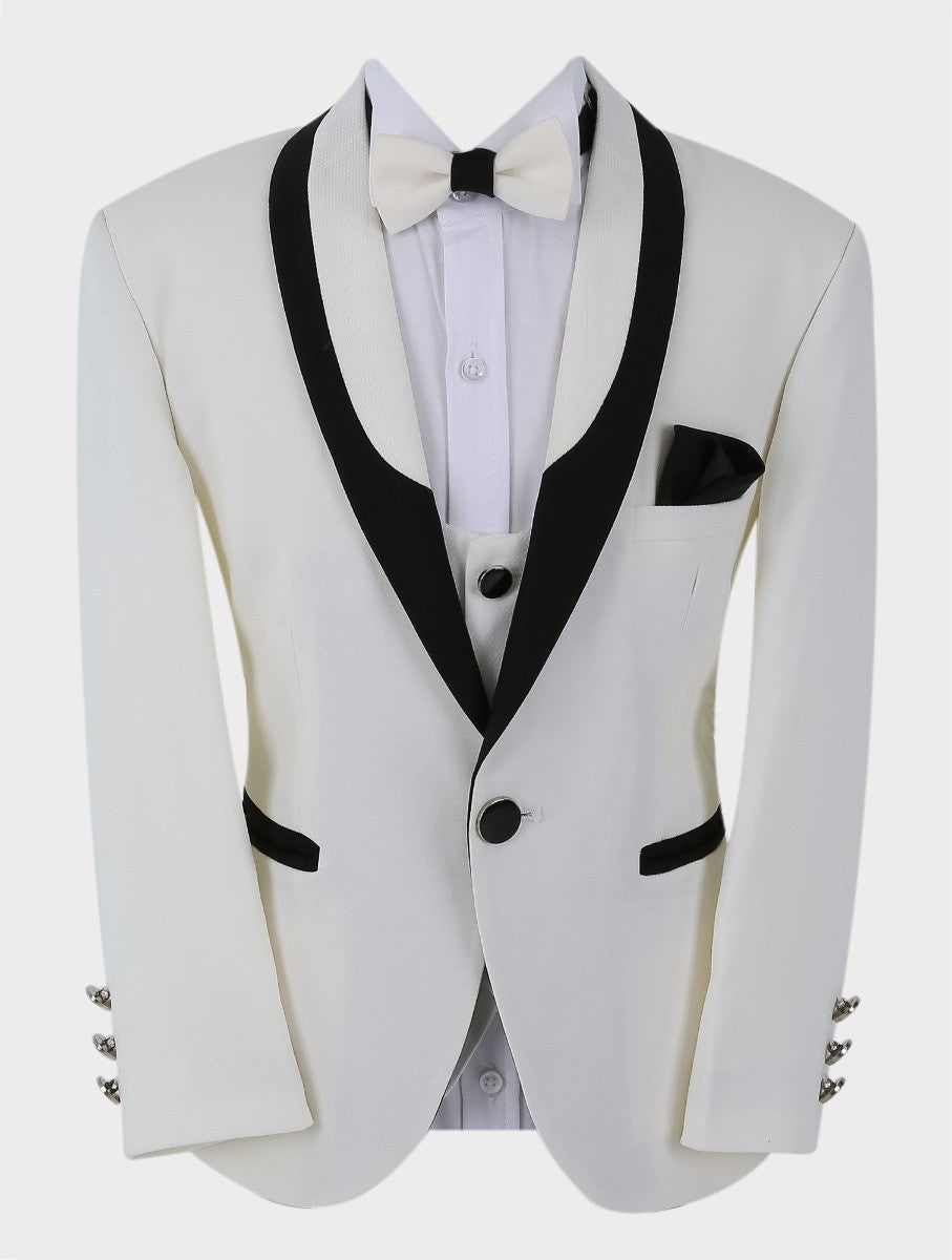 Boys All in One 6 Pieces Tuxedo Dinner Suit - HARRISON - Ivory