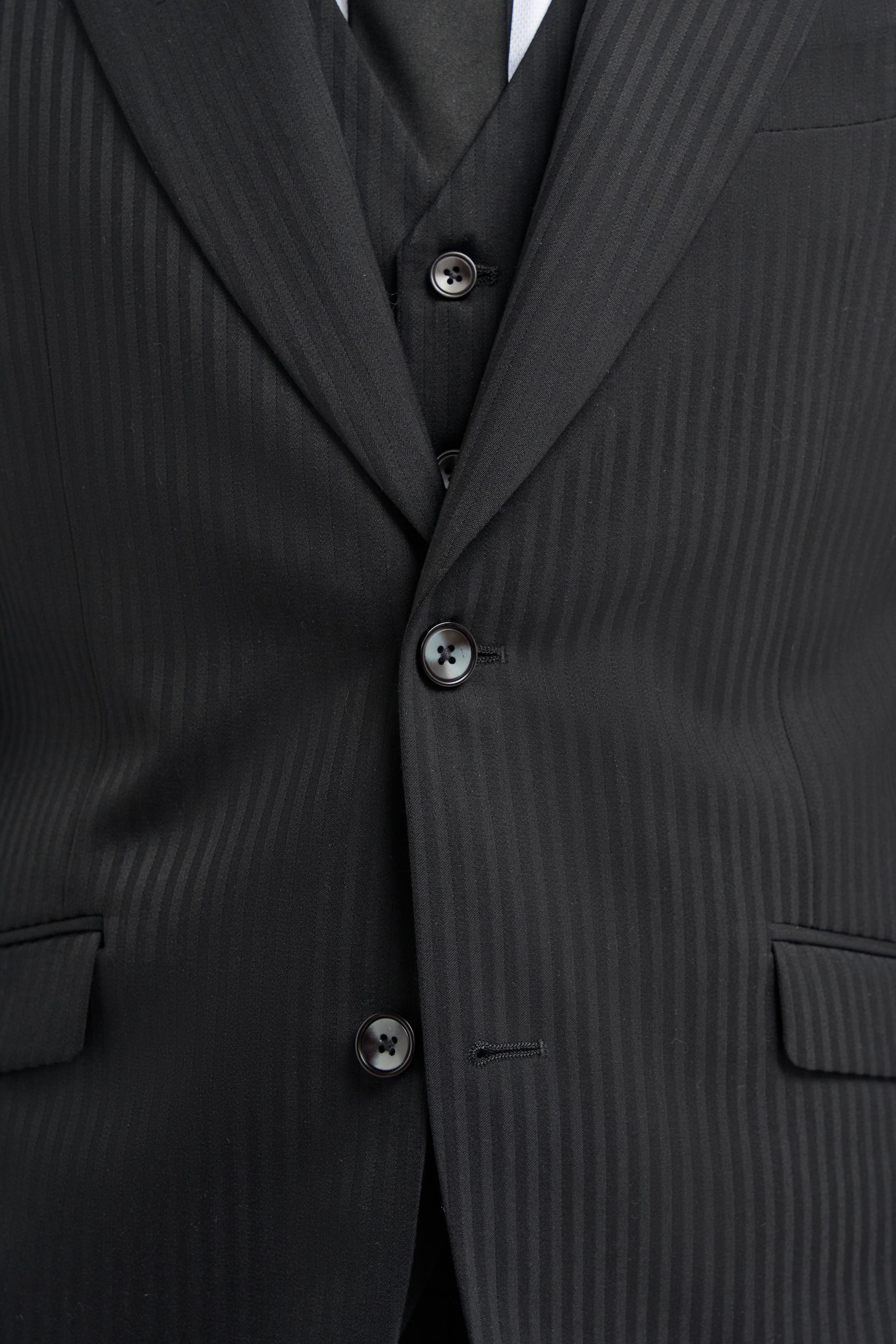 Men’s Black Wool Pinstripe Suit Jacket - Roberto - Black