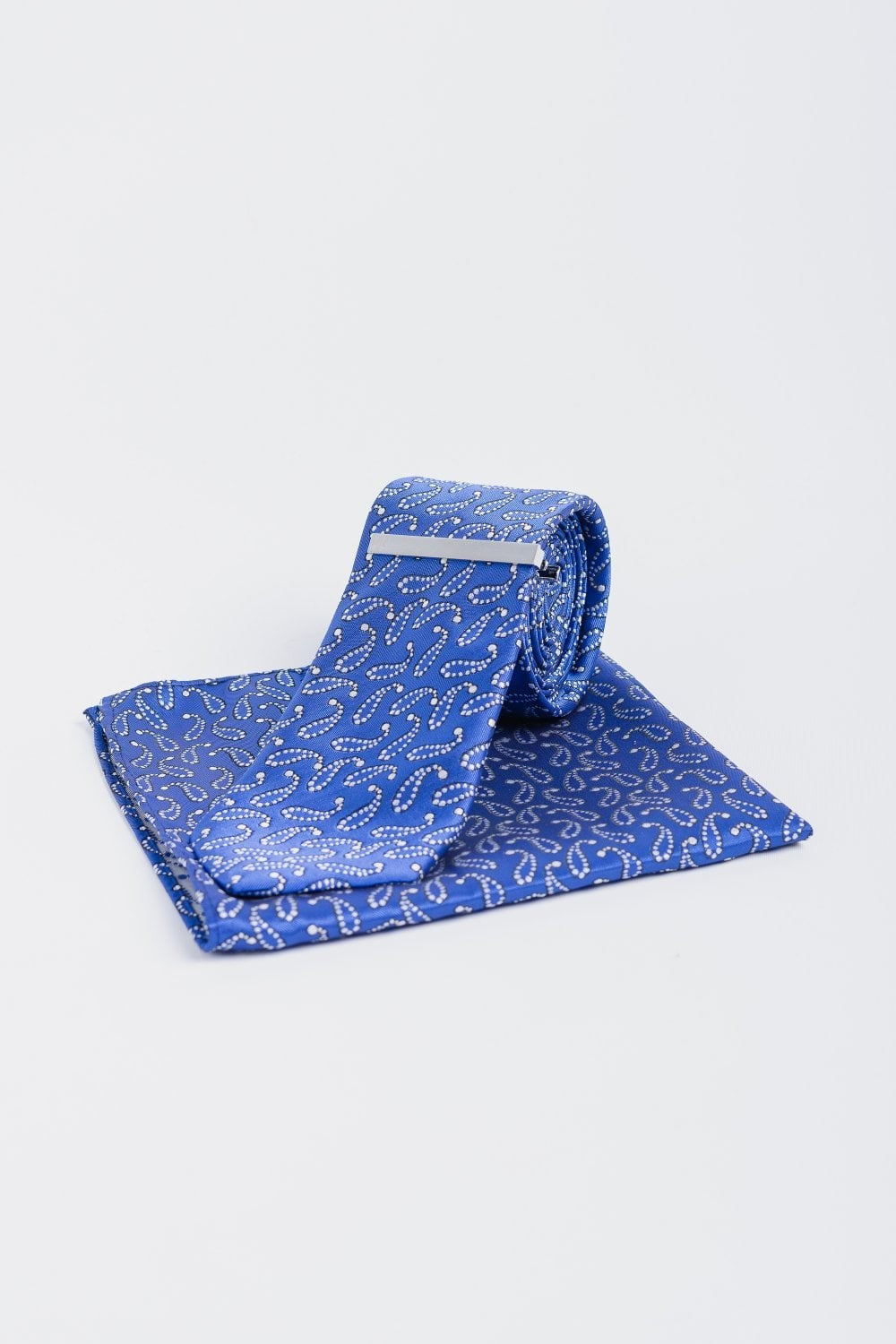 Men's Paisley Patterned Blue Tie Set - Light Blue