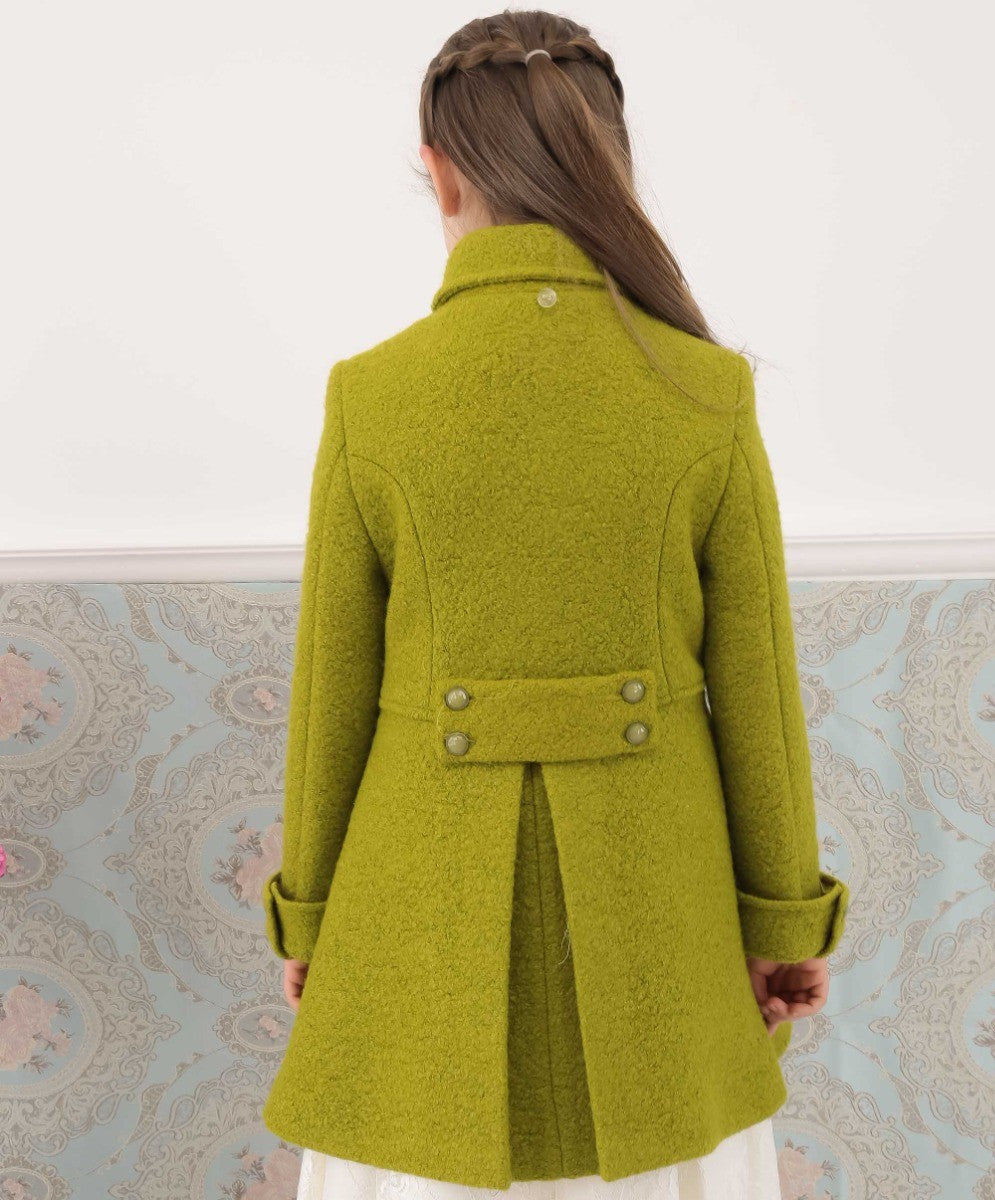 Girls Wool Double-Breasted OverCoat Set - ELIZABETH - Green