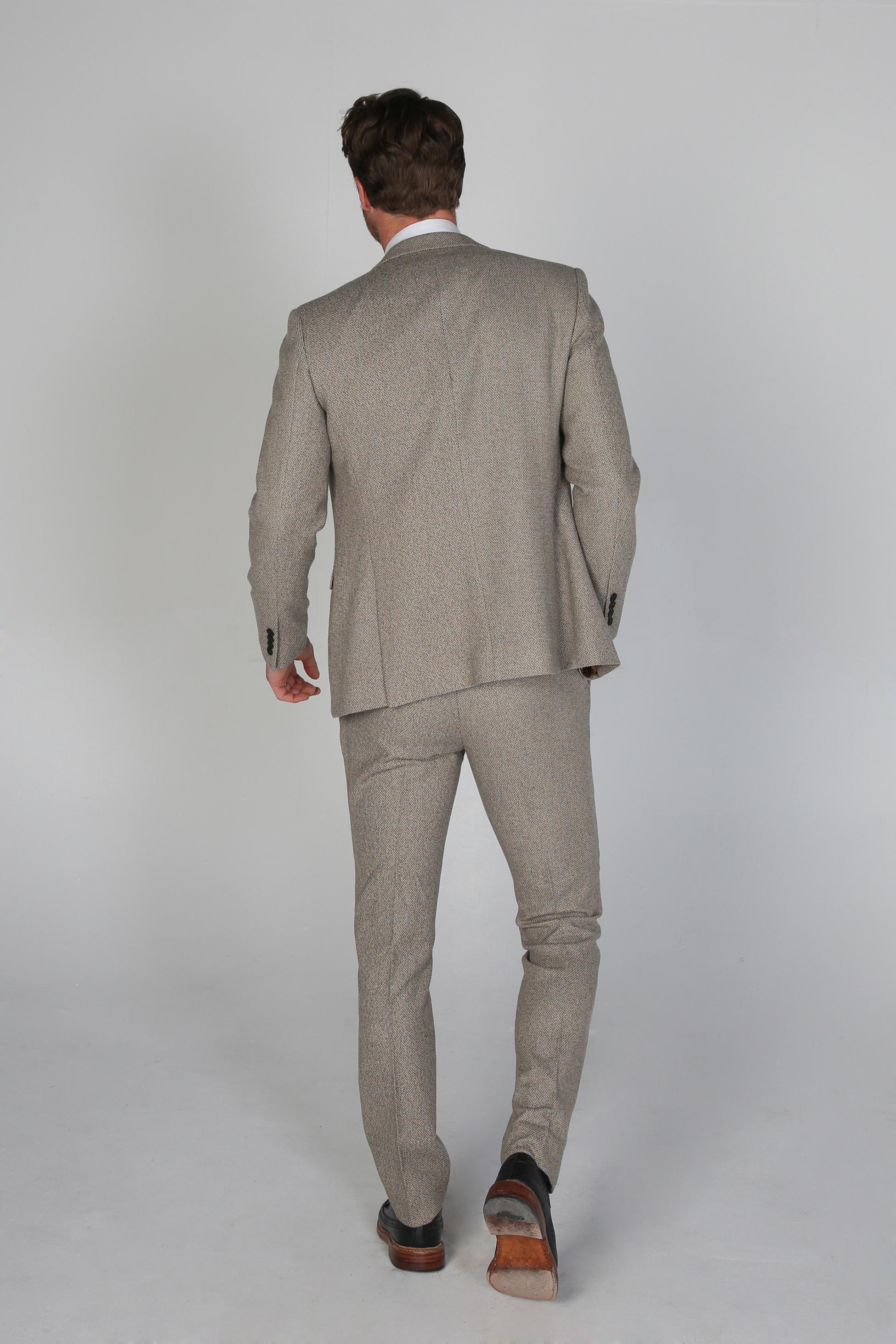 Men's Tweed Tailored Fit Suit - RALPH Beige - Beige