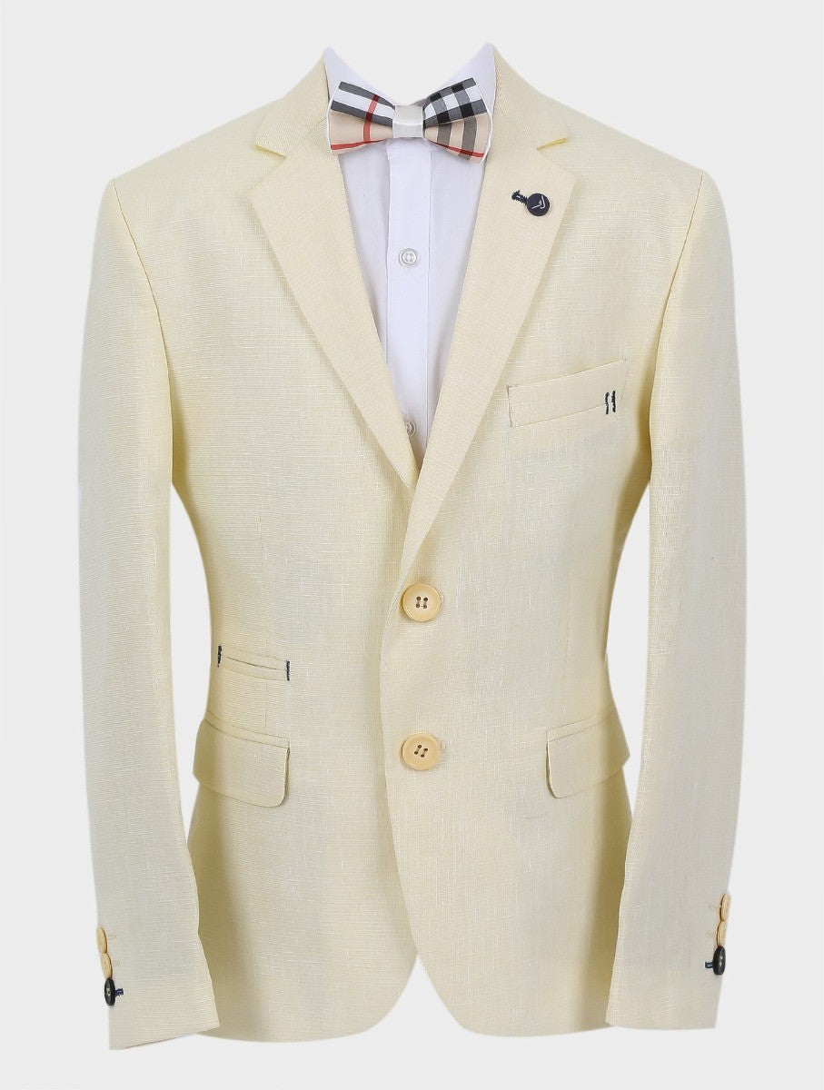 Boys Casual Linen Blazer - Beige