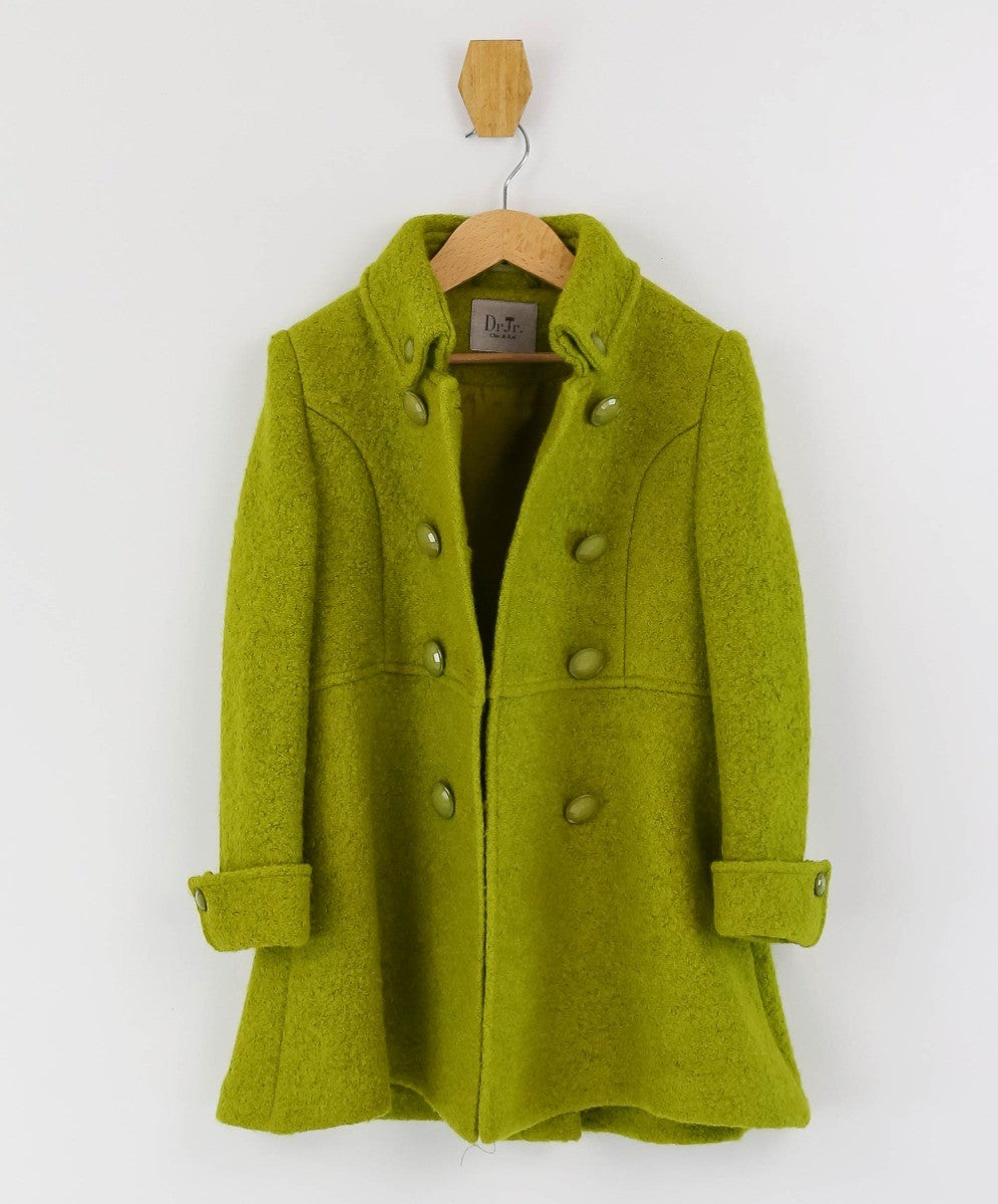 Girls Wool Double-Breasted OverCoat Set - ELIZABETH - Green