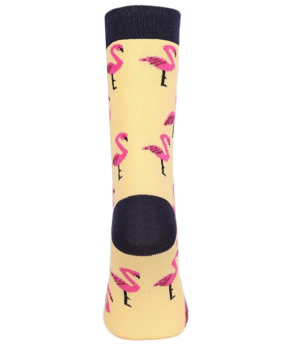 Unisex Kids Flamingo Socks- Novelty - Yellow - Pink- Navy Blue