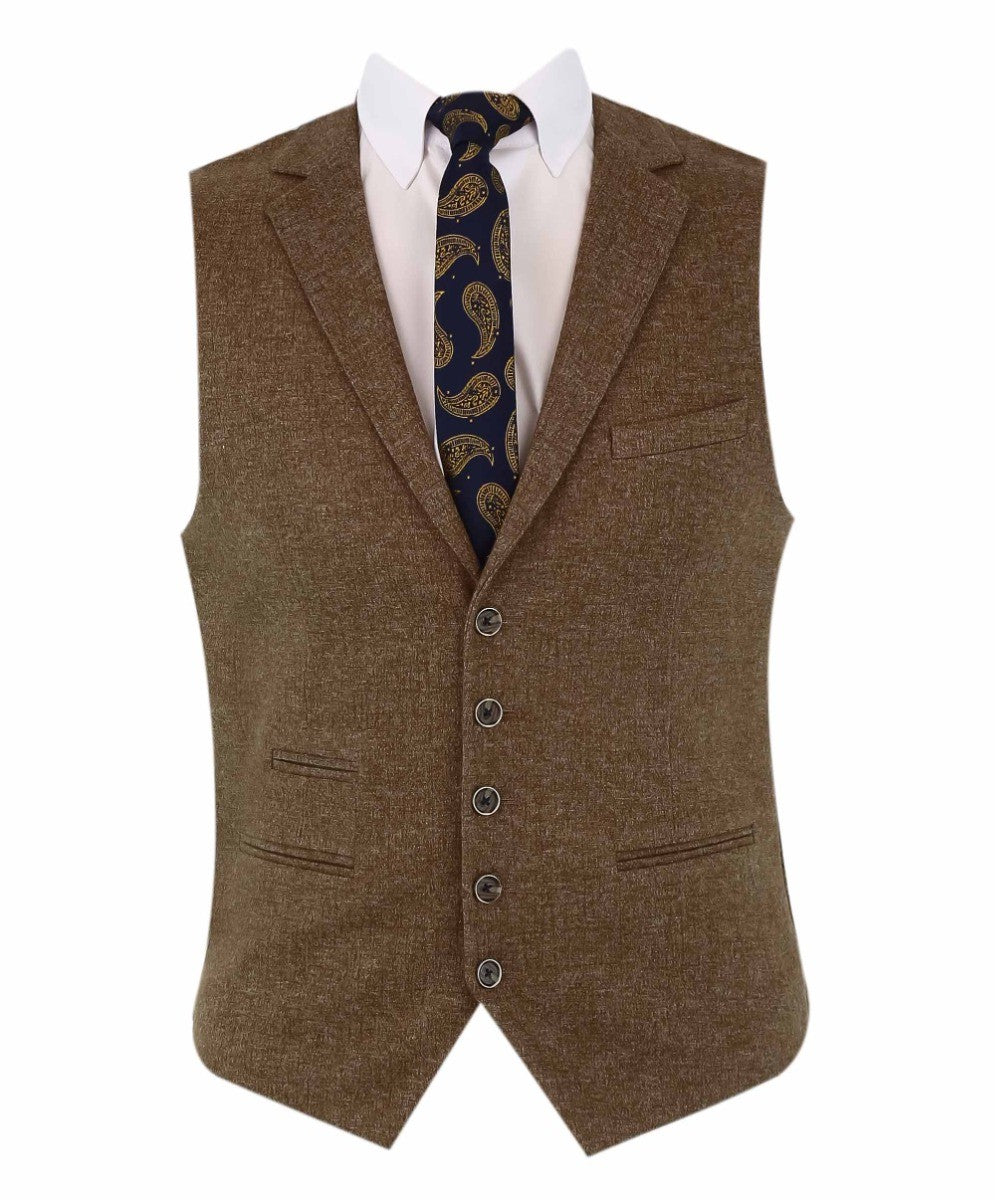 Men's Twee-like Waistcoat- NATHAN Brown - Light Brown