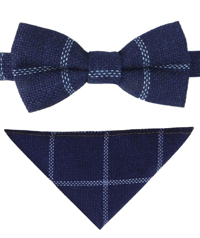 Boys Plaid Check Waistcoat Set - Navy Blue