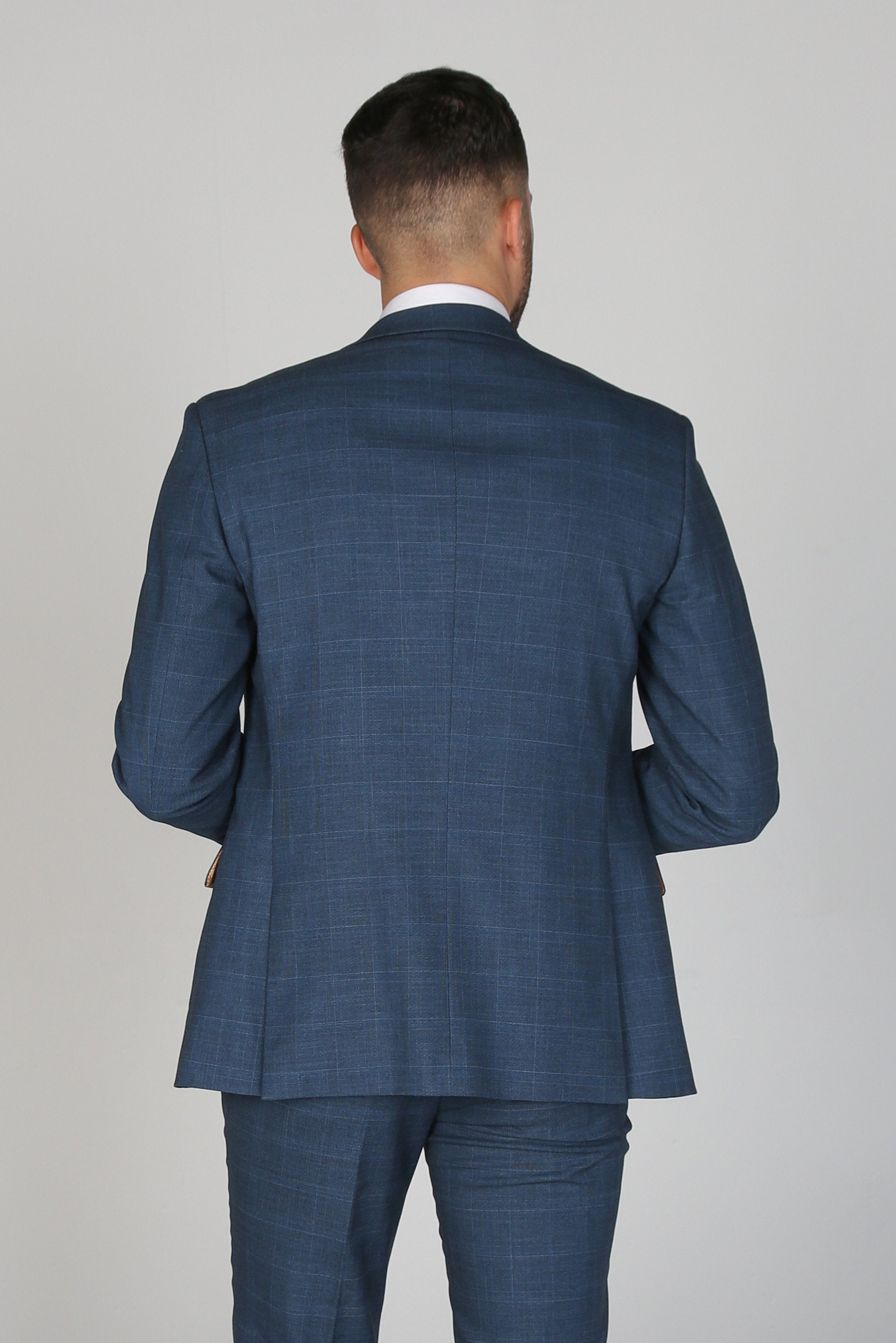 Men’s Check Navy Suit Jacket - VICEROY - Navy Blue