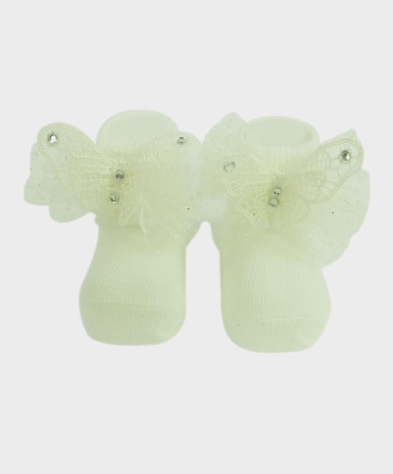 Baby Girls Headband and Sock Set - Ivory