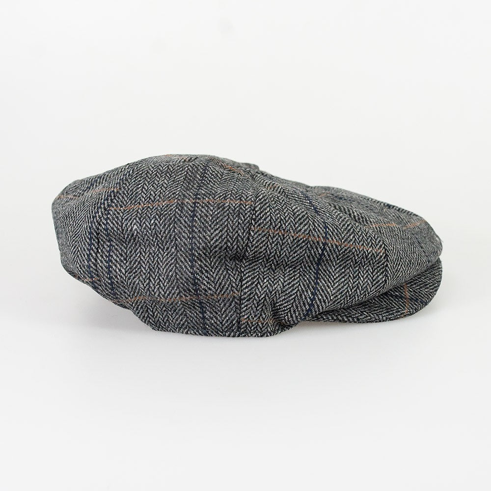 Men's Tweed Check Baker Boy Flat Cap - Albert - Grey