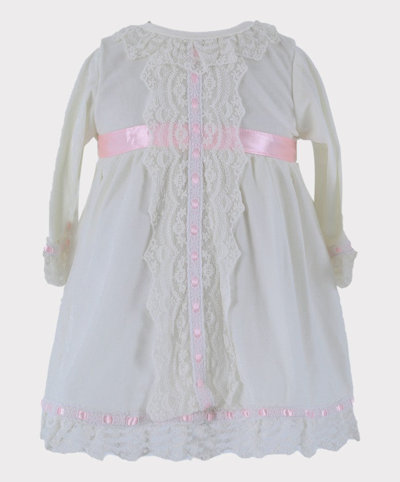 Baby Girls Smocked Velvet Sleeping Wear Set - Ivory