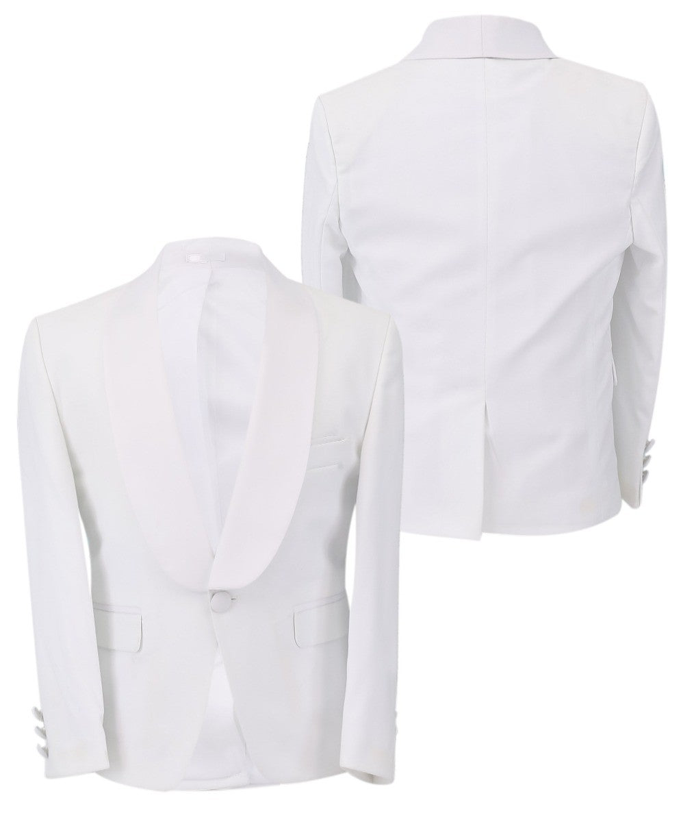 Boys Communion Slim Fit Tuxedo Suit - White