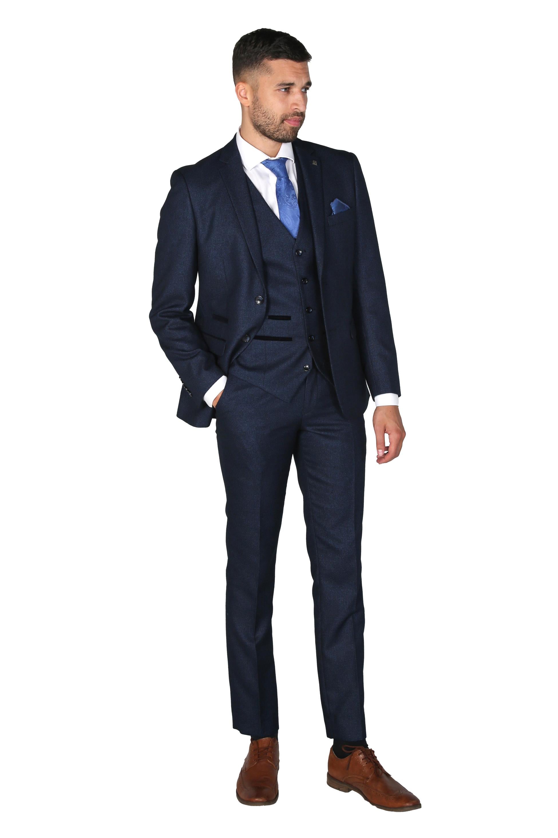 Paul Andrew Men's Arthur Textuformal Trousers - Navy Blue