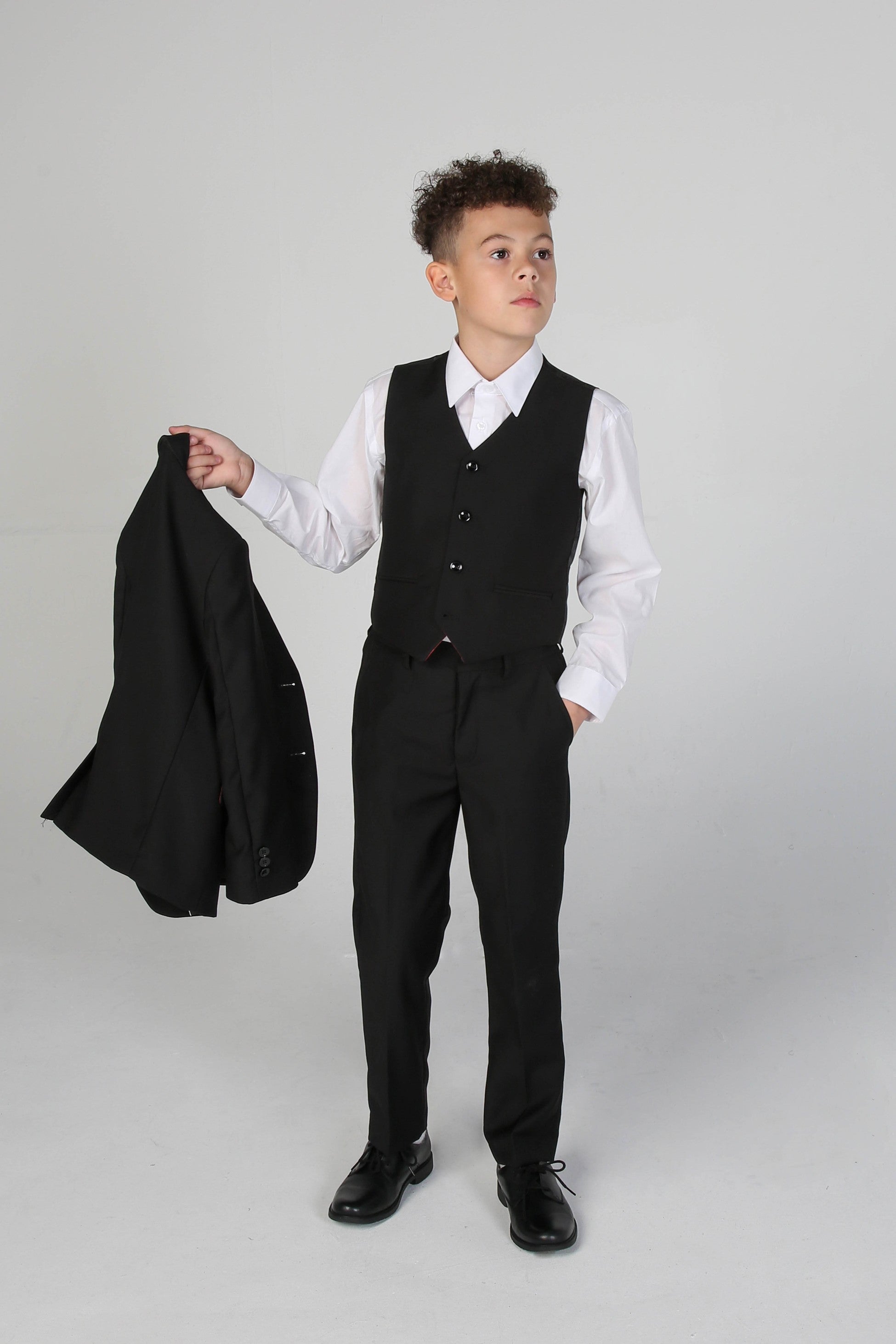 Boys Tailored Fit Black Suit - PARKER - Black