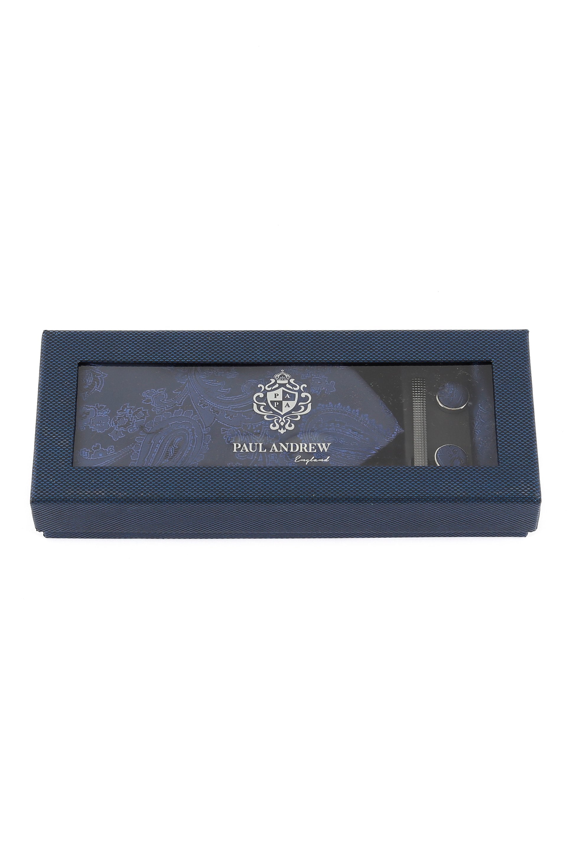 Men's Paisley Tie Cufflink Set - Dark Blue