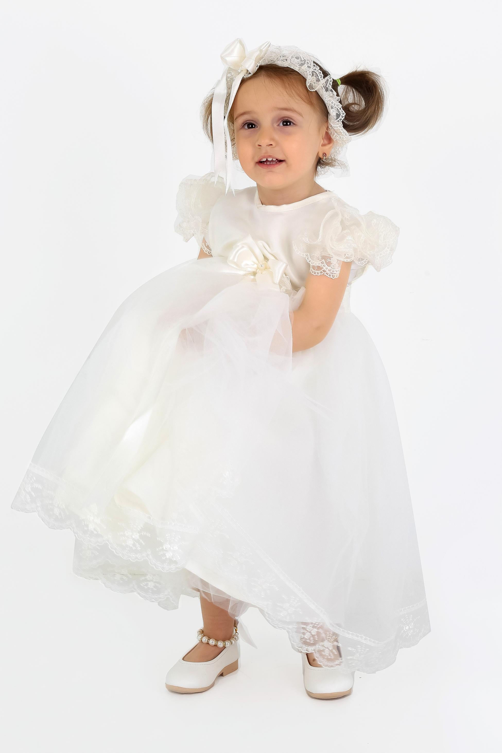 Baby Girls Ruffle Lace White Dress - CHRISTINA - White