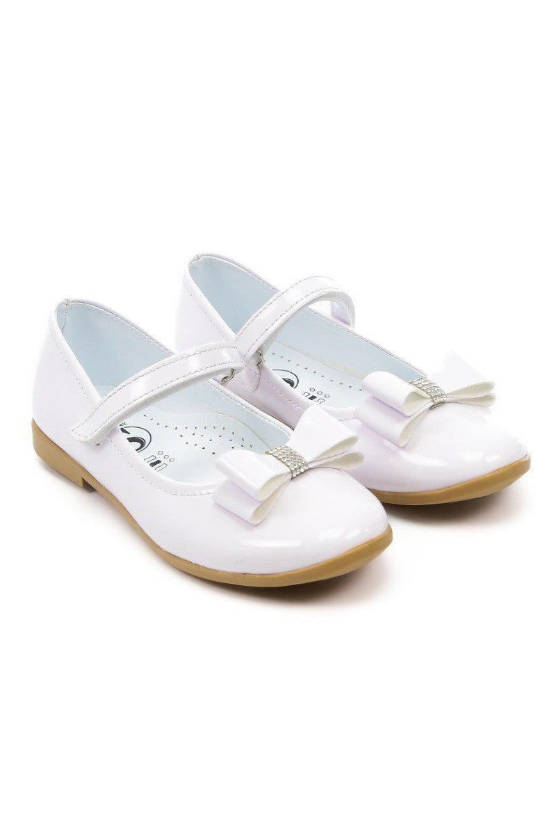 Girls Mary Jane Flat Patent Dress Shoes - LAYLA - White