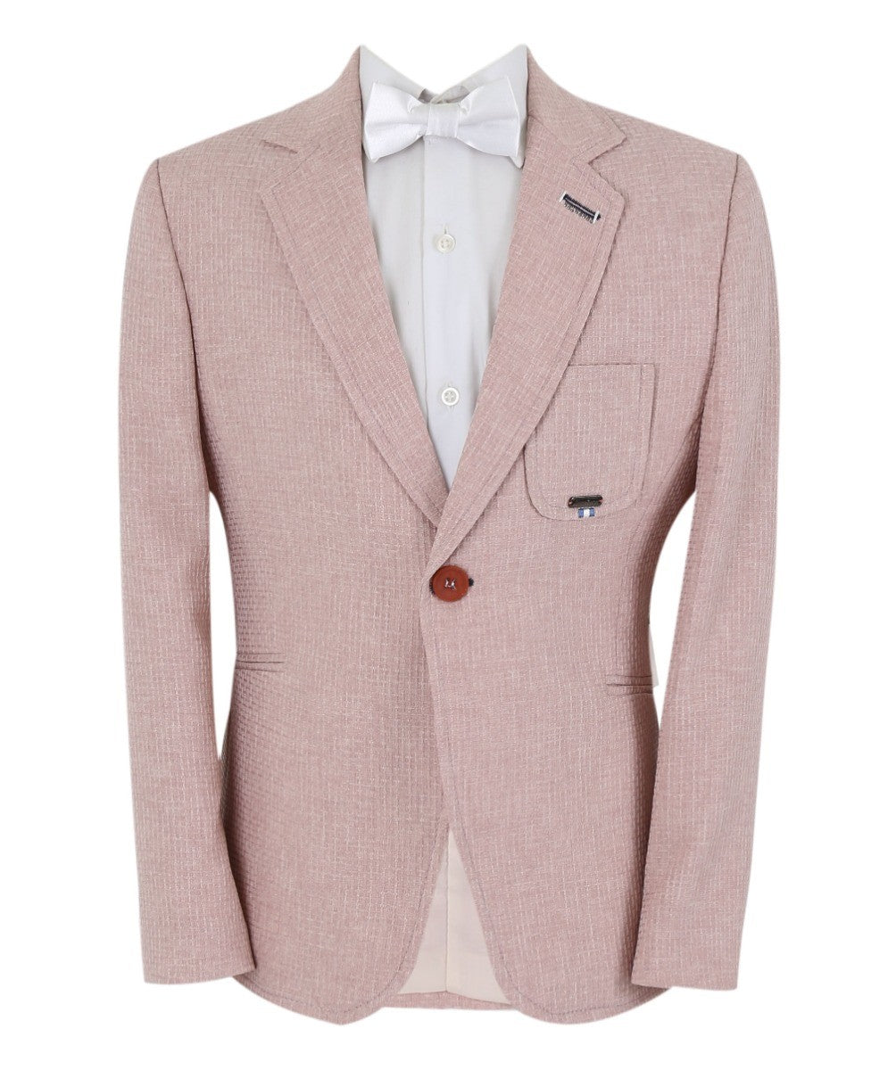 Boys Twill Single Breasted Slim Fit Blazer - TERRY - Powder Pink