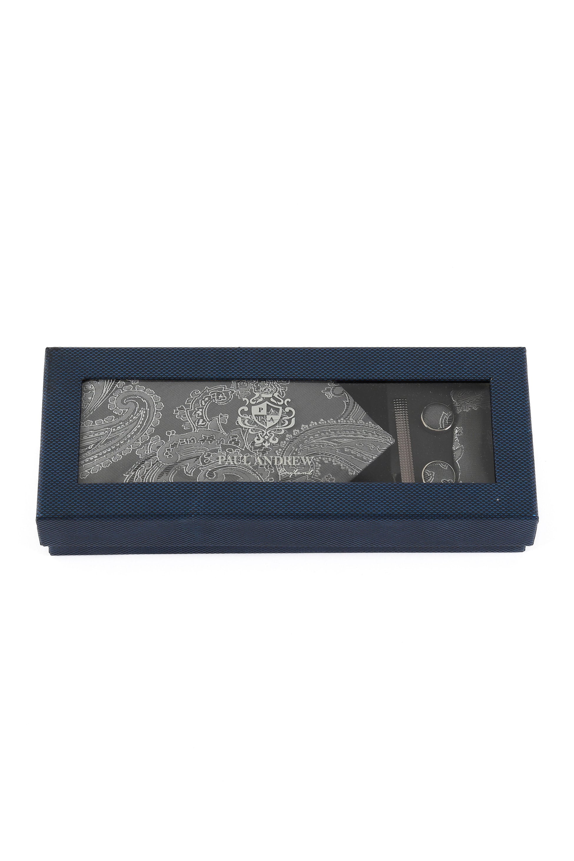 Men's Paisley Tie Cufflink Set - Gold