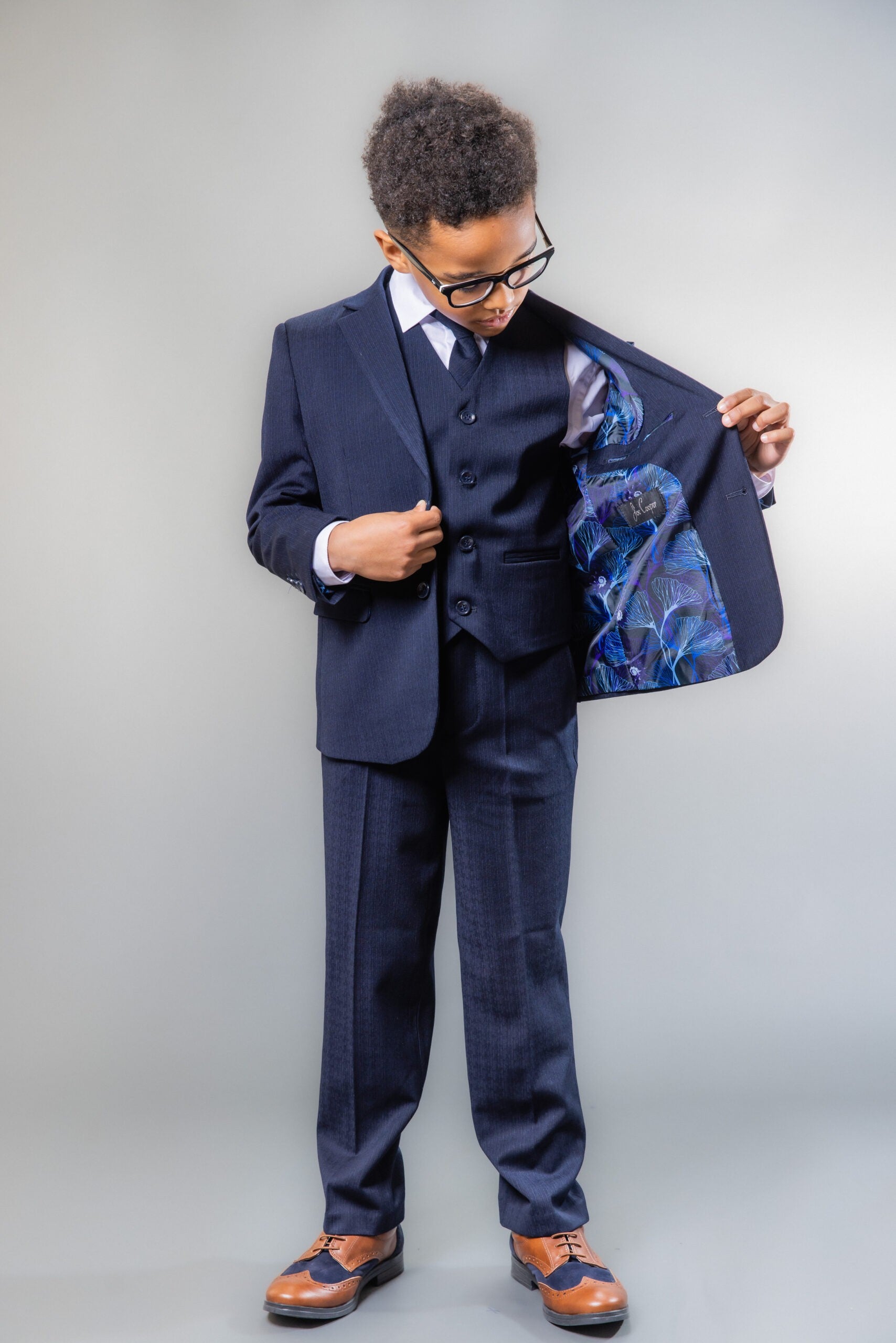 BoysTailored Fit Navy Husky Suit Set - IAN - Navy Blue