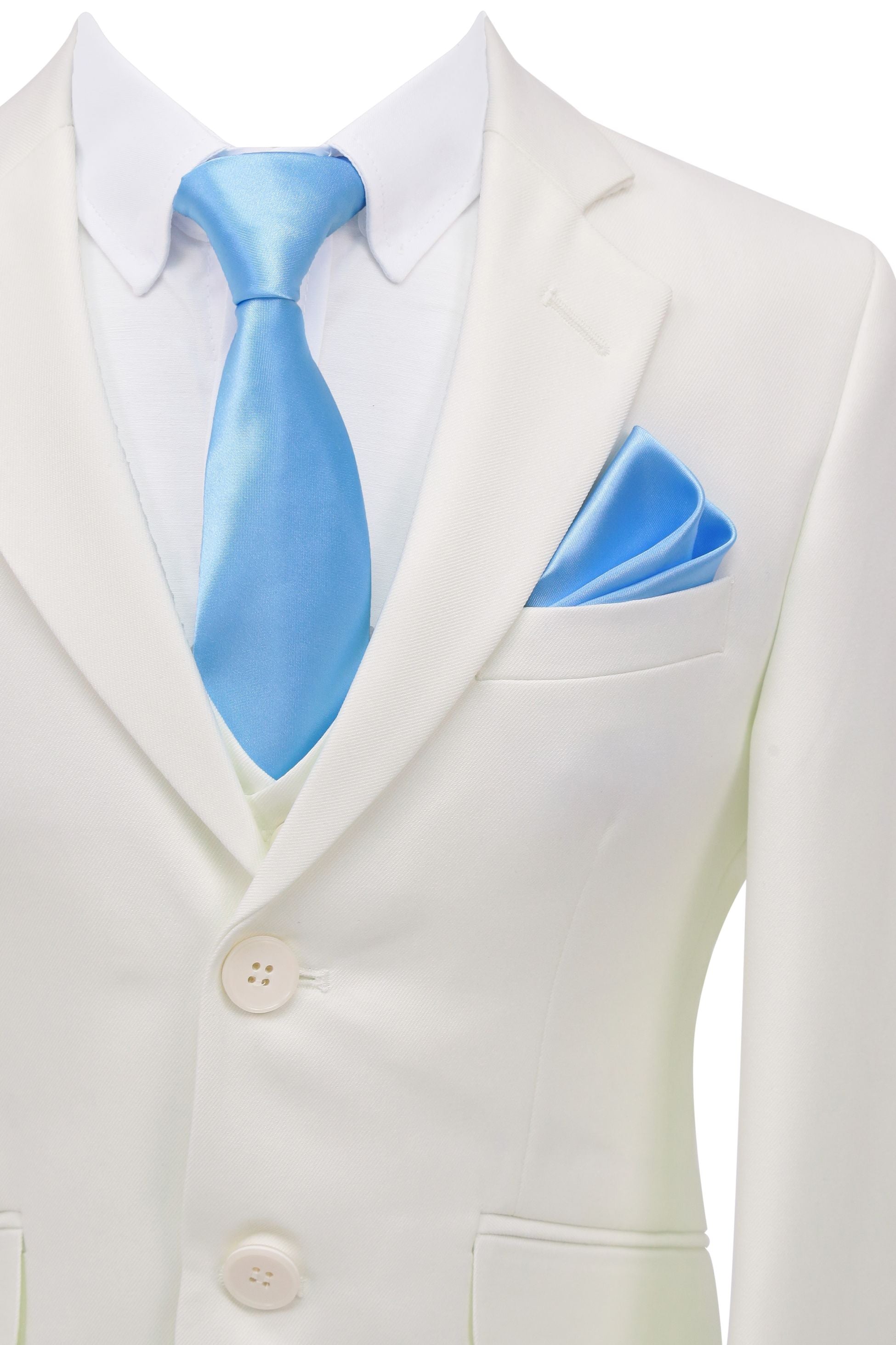 Boys Solid Tailored Fit Communion Suit Set - White