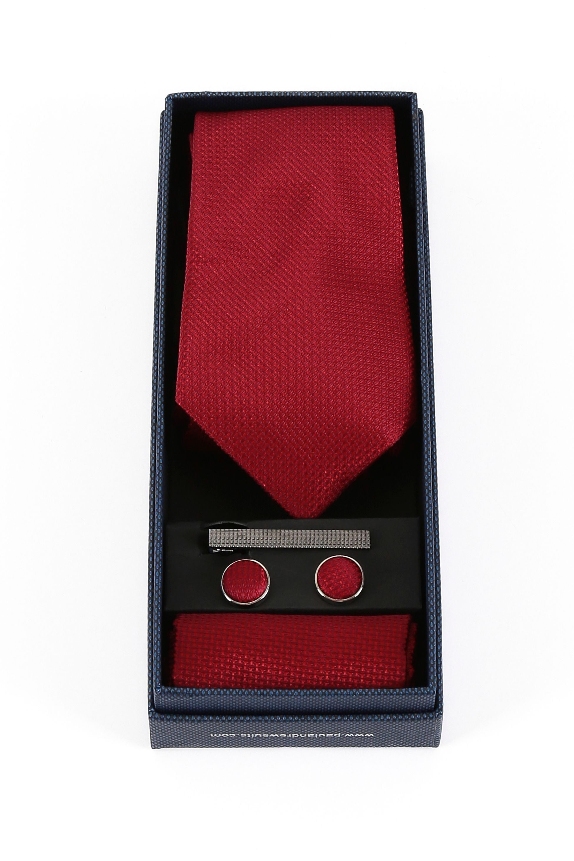 Men's Textured Tie & Cufflinks Set - Burgundy