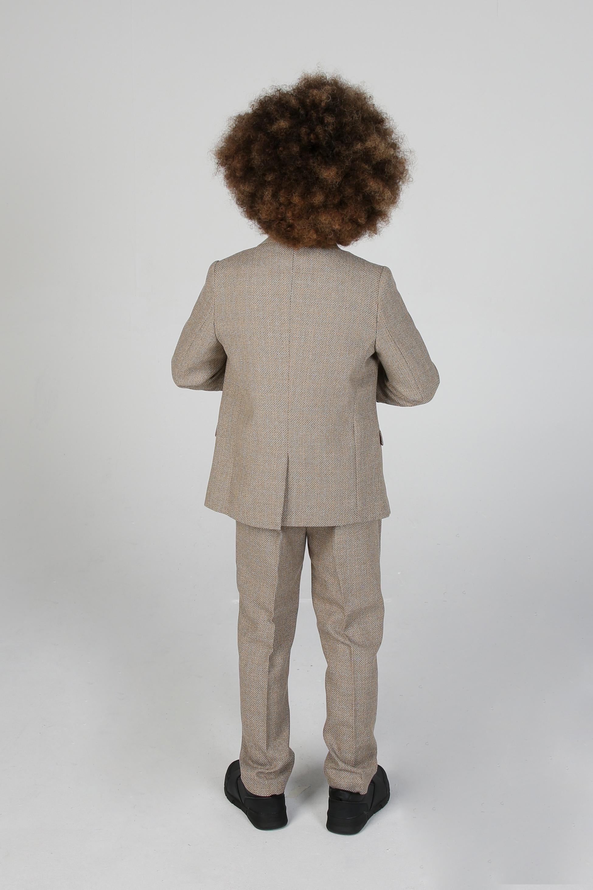 Boys Tweed Tailored Fit Formal Suit - Ralph - Beige