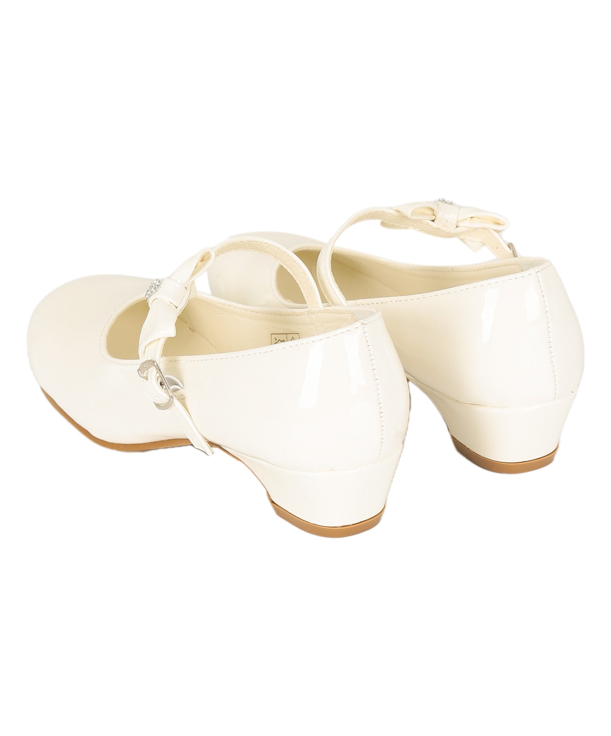 Girls Medium Heel Patent Mary Jane Shoes -DANIELLE - Ivory