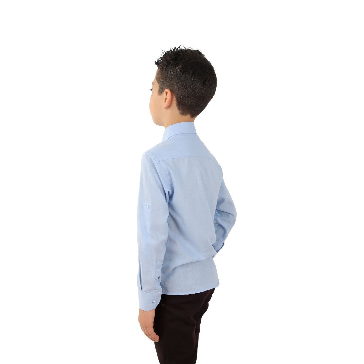 Boys Linen Roll Up Sleeve Shirt - Sky Blue