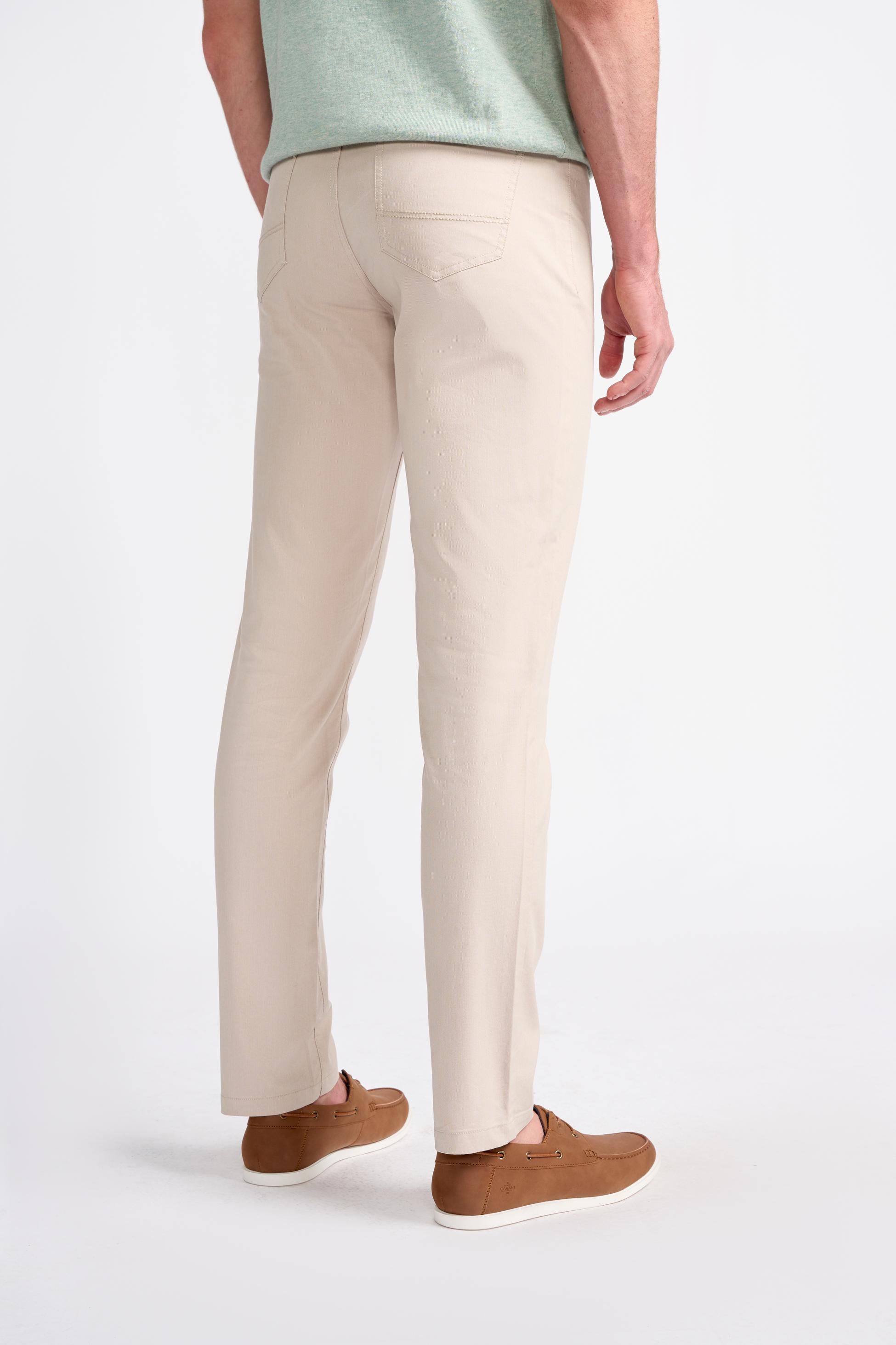 Men’s Cotton Blend Jean Cut Chino Trousers – DALTON - Beige Fawn