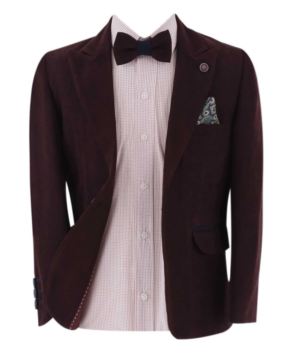 Boys Slim Fit Formal Suit Set - ARCHIE - Burgundy