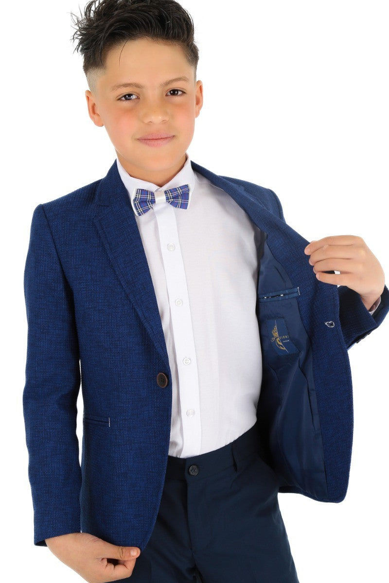 Boys Slim Fit Twill Formal Blazer - TERRY - Navy Blue