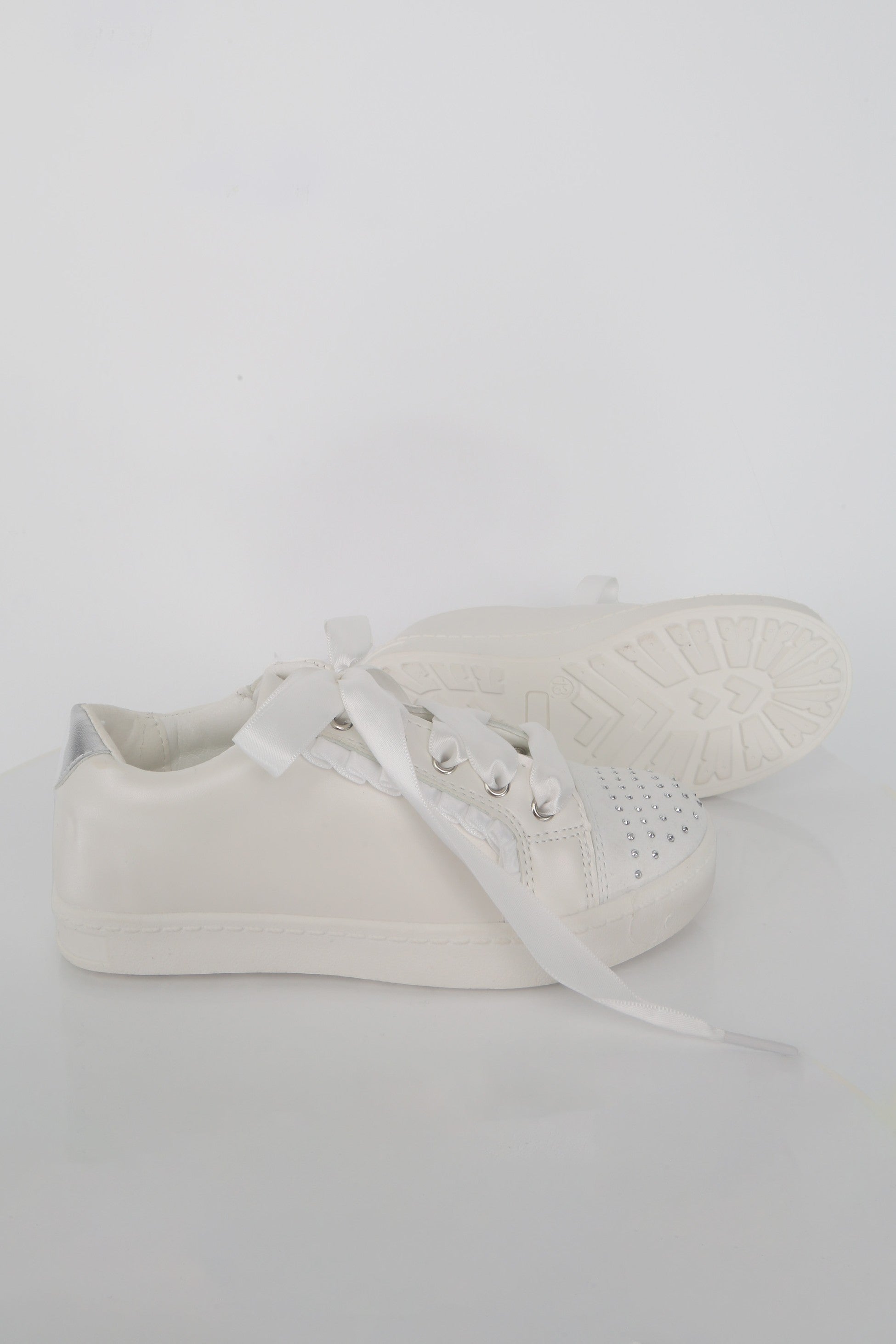 Girls White Sneakers with Rhinestones – CERRI - White