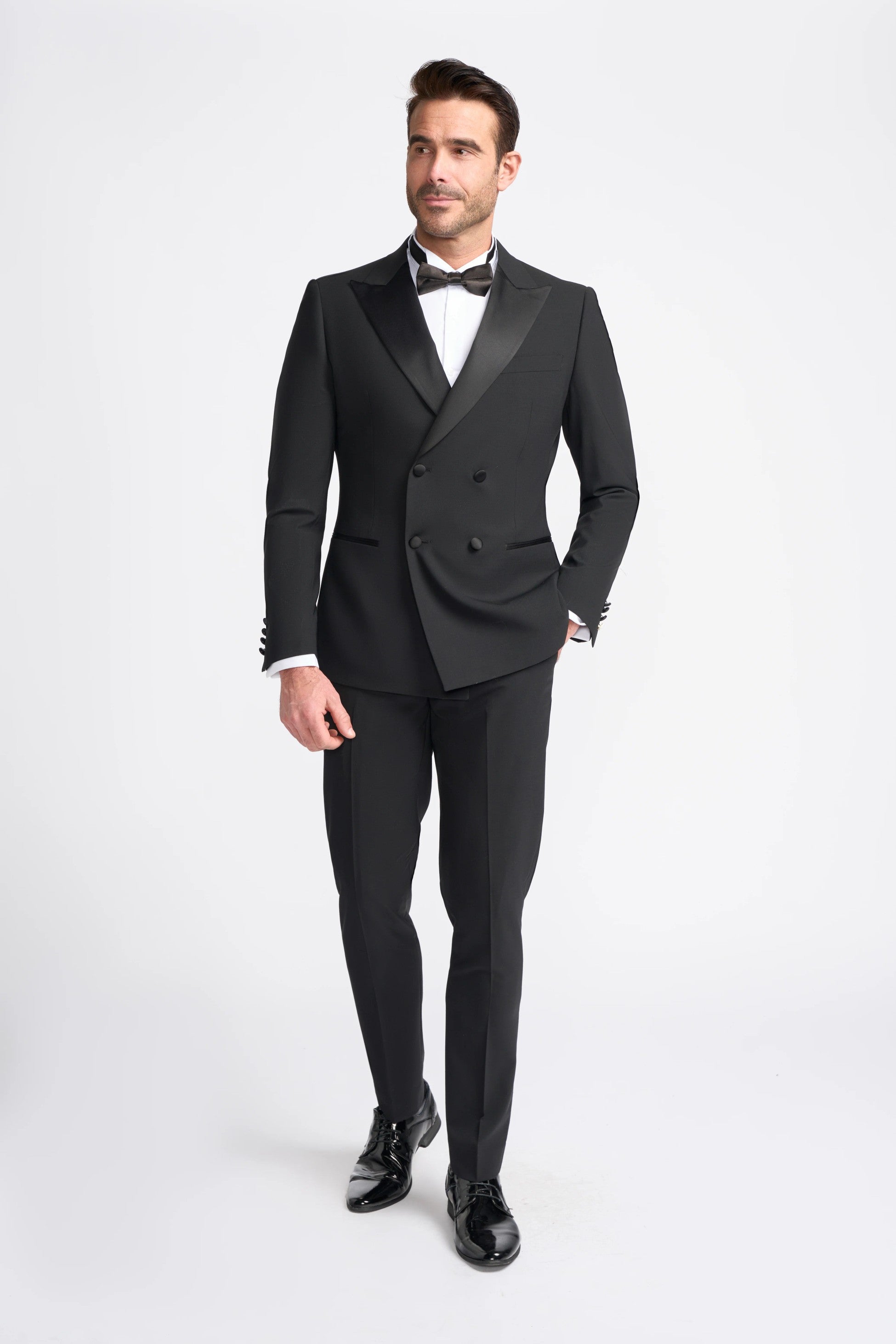 Men’s Satin Lapel Double-breasted Suit Jacket – ASPEN D/B - Black