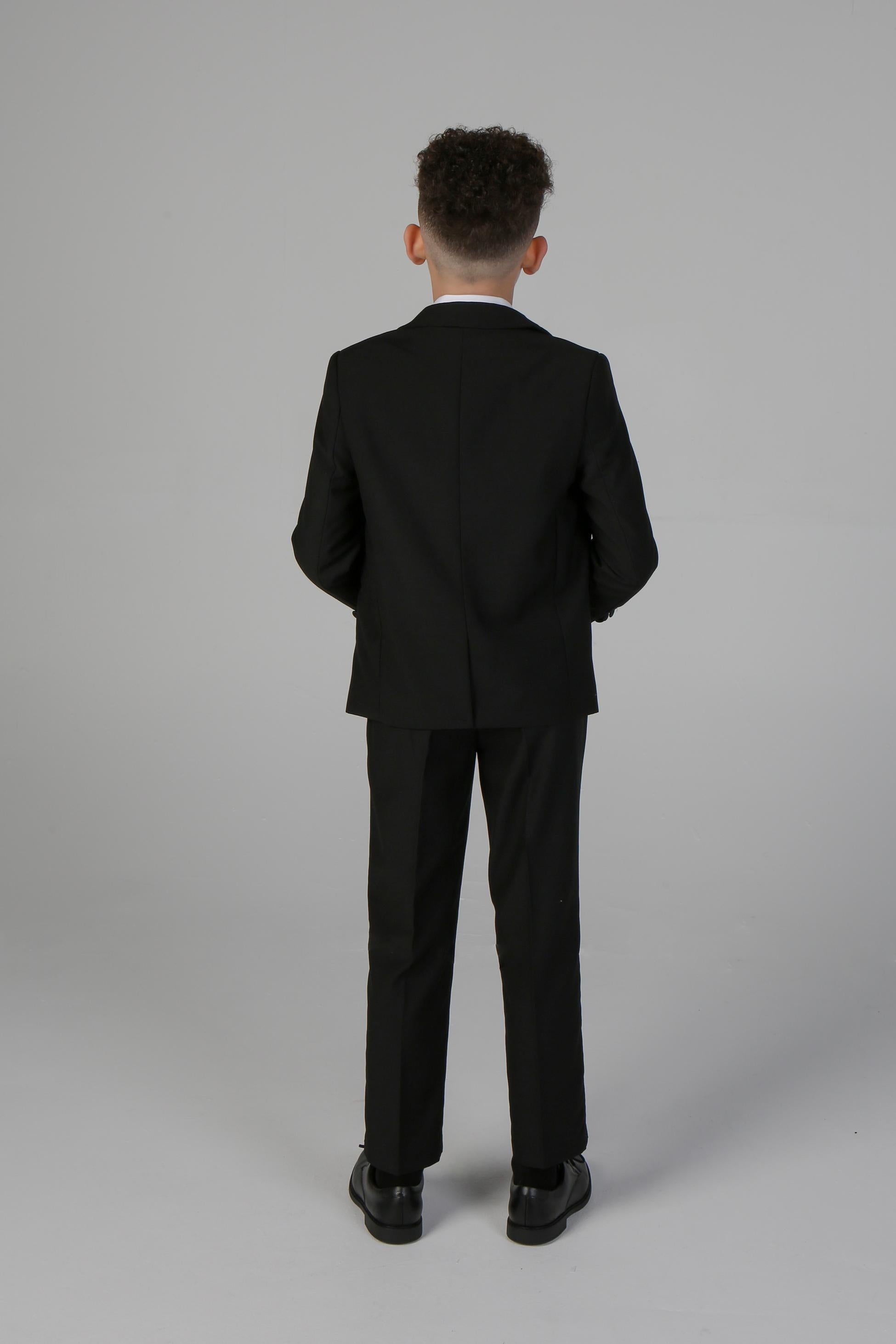 Boys Peak Lapel Tuxedo Dinner Suit - HARRY Black - Black