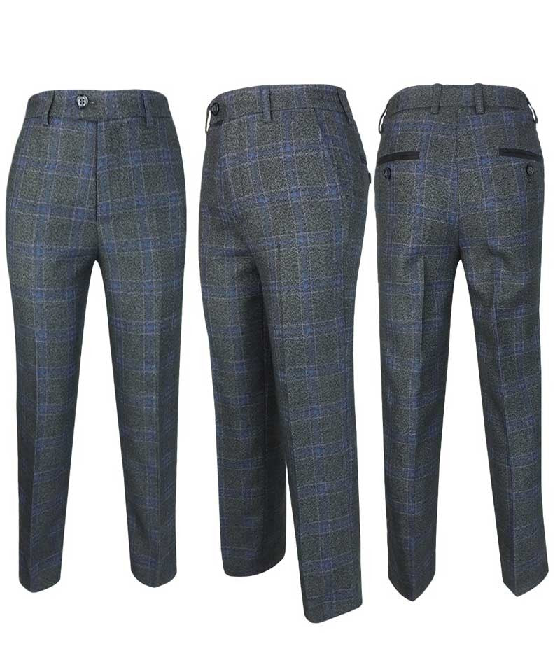 Boys Windowpane Check Charcoal Grey Suit Set - Charcoal Grey