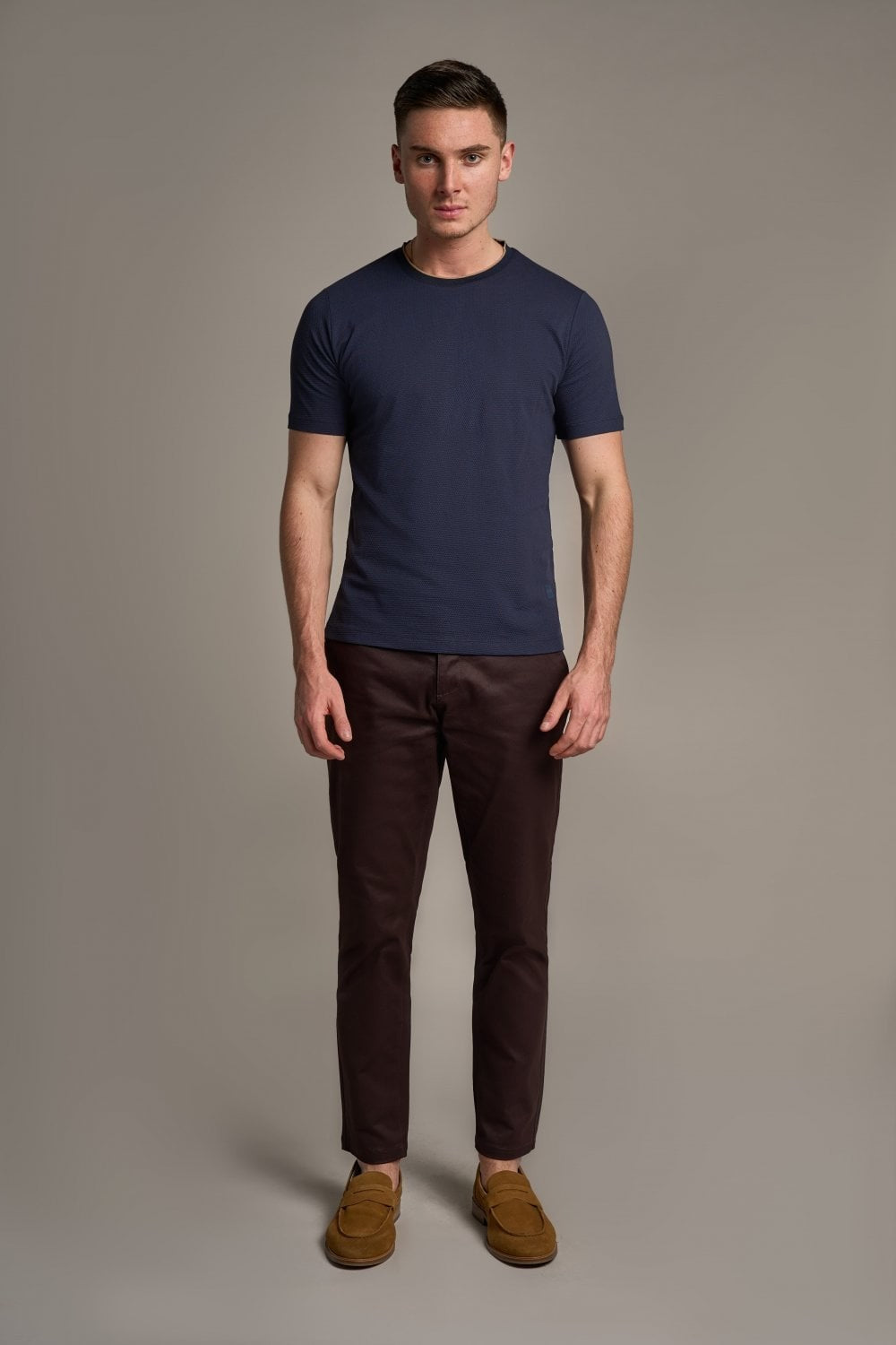 Men's Cotton Slim Fit T-shirt - BYRON - Navy Blue