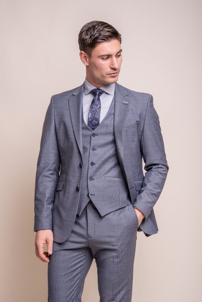 Men's Wool Blend Slim Fit Suit Jacket- BOND - Puppytooth Grey