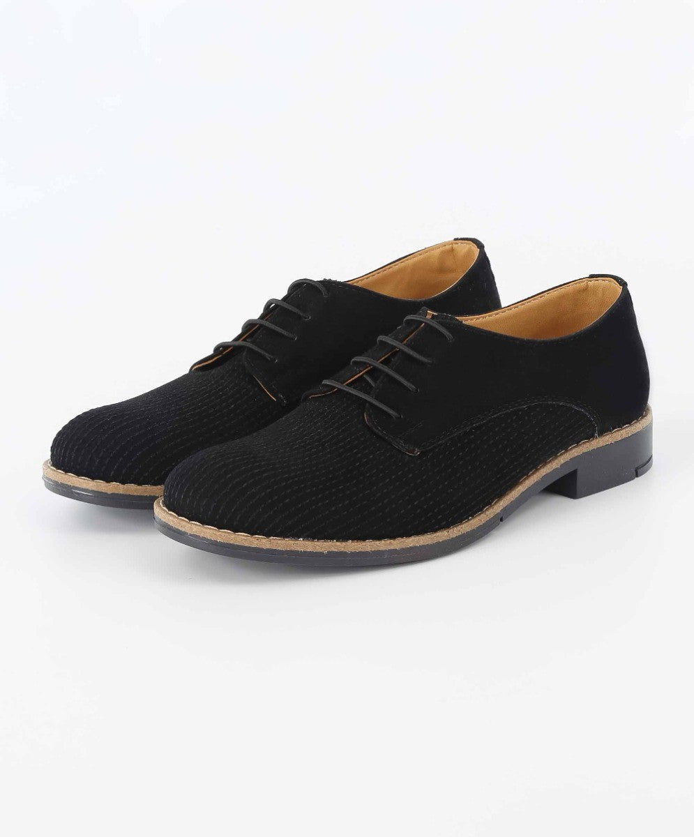 Boys Suede Lace Up Formal Shoes - Black