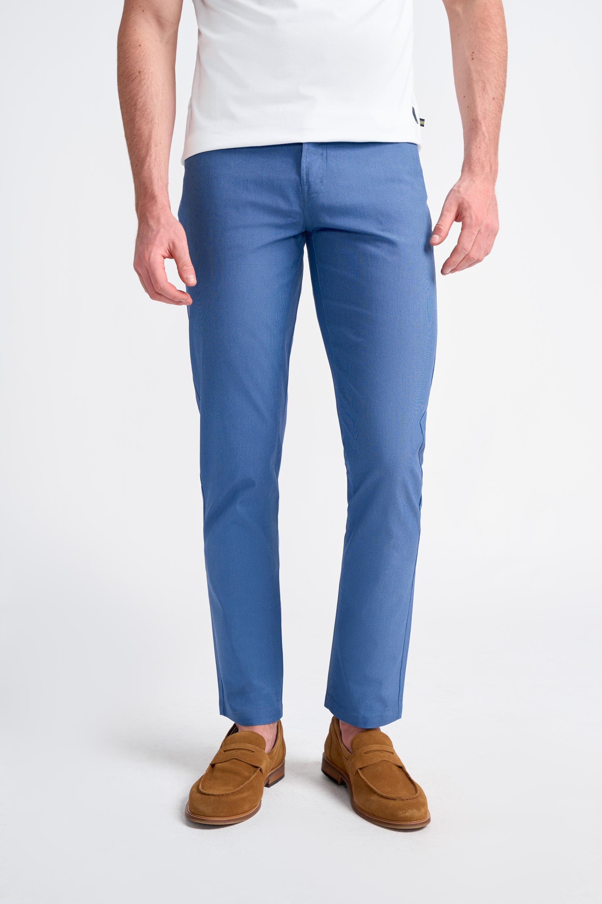 Men’s Cotton Blend Jean Cut Chino Trousers – DALTON - Cobalt Blue