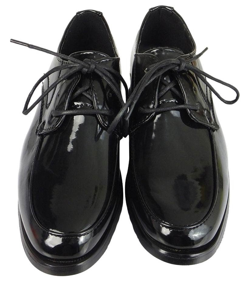 Boys Lace Up Patent Derby Shoes - Black