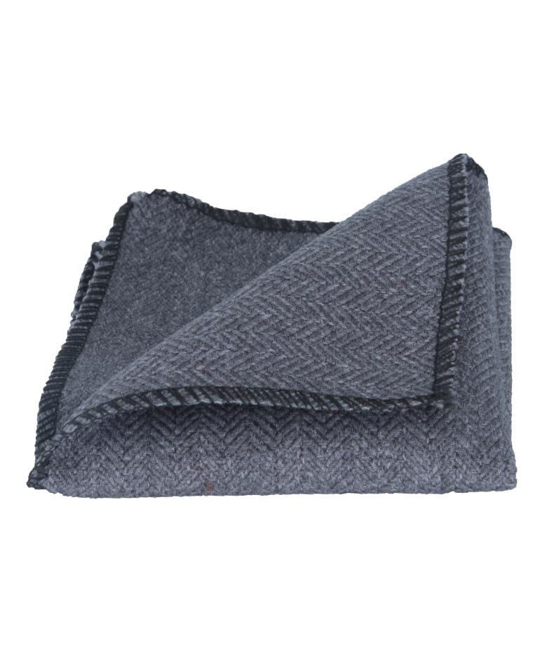 Boys & Men's Herringbone Tweed Pocket Handkerchief - Grey