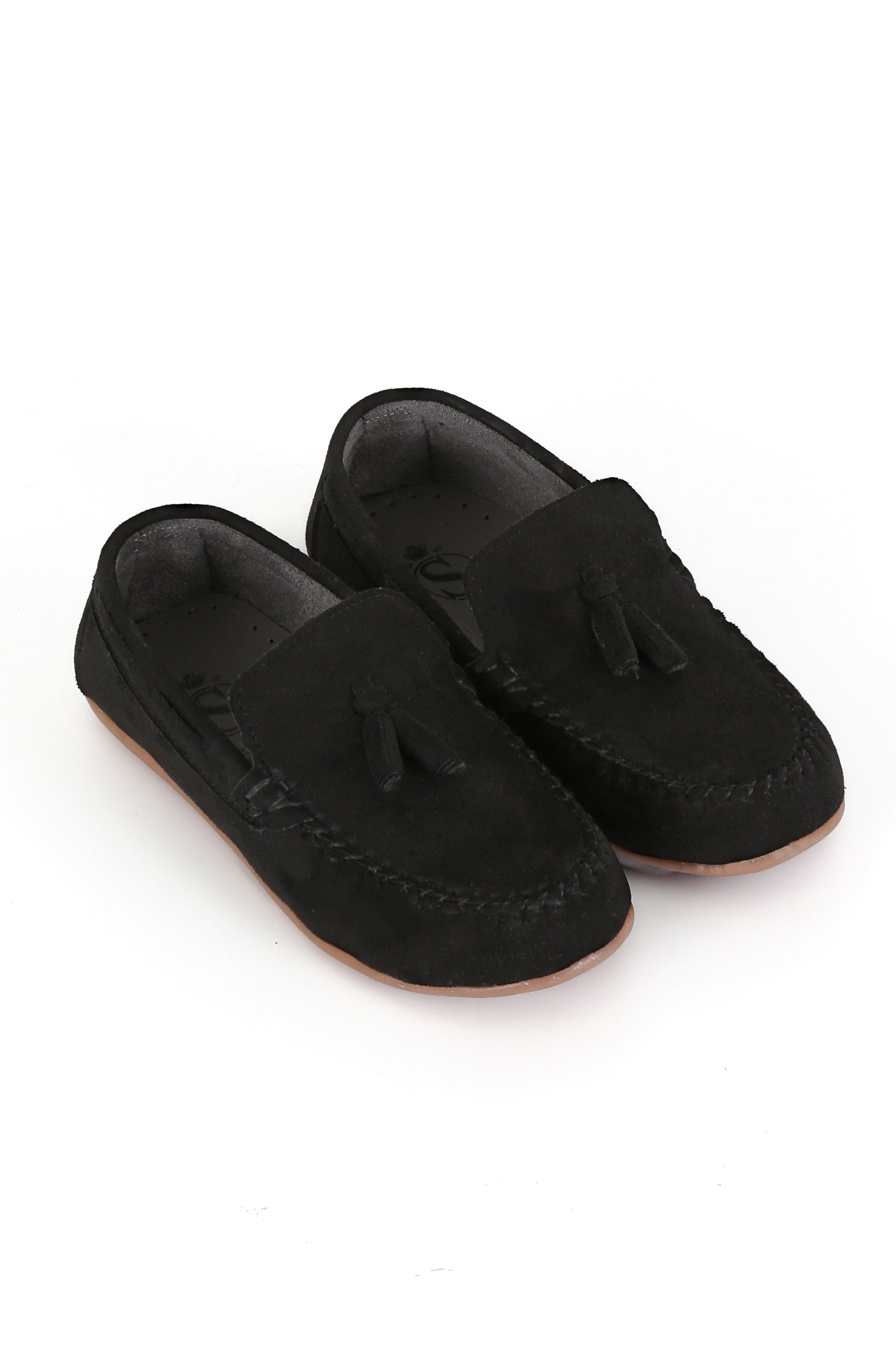 Boys Slip on Tassel Suede Penny Loafer - BABYLON - Black