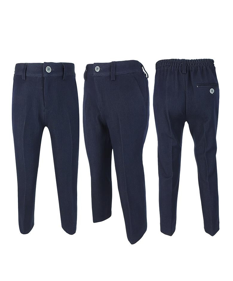 Boys Denim Look Navy Slim Fit Suit - FABIAN - Navy Blue