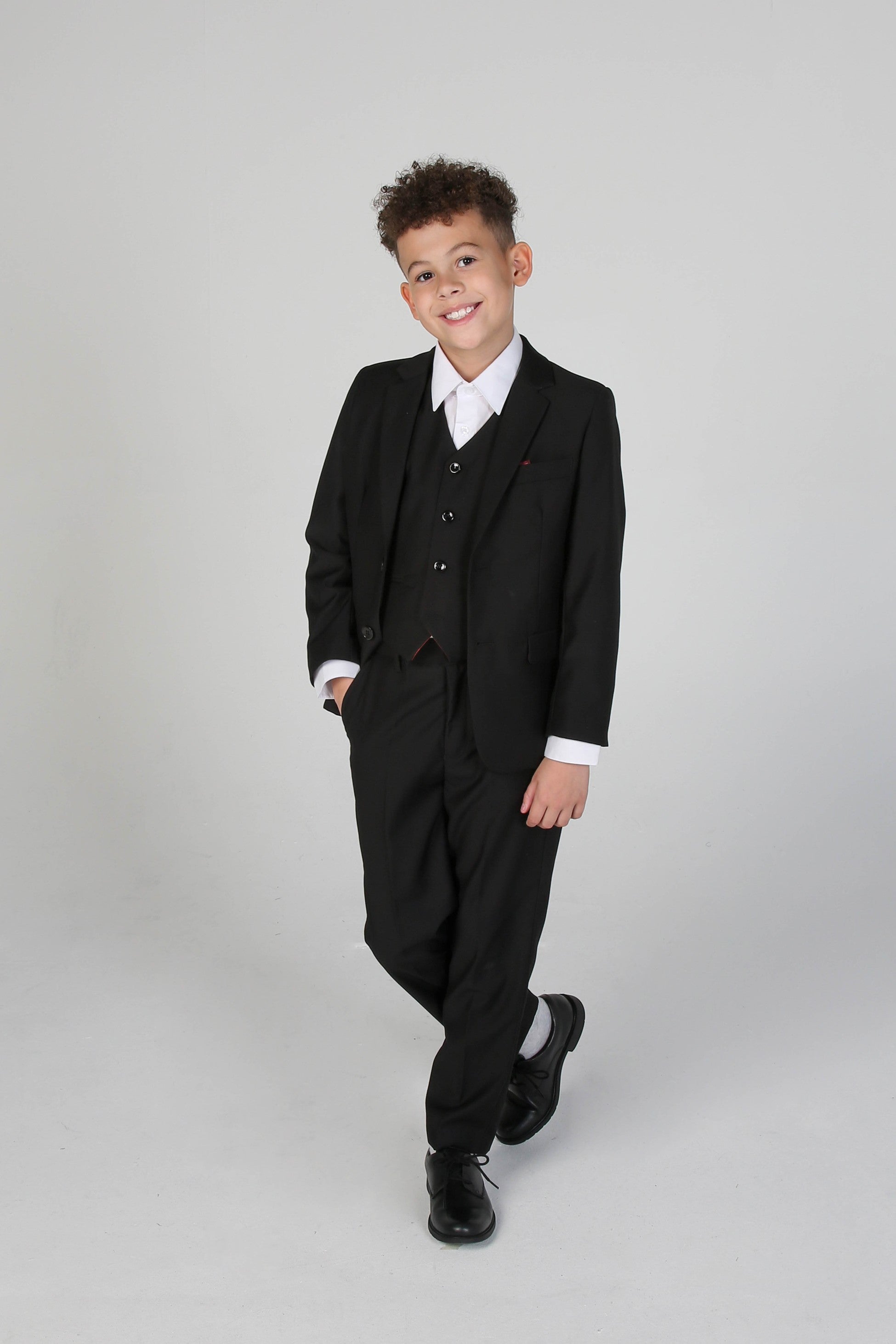 Boys Tailored Fit Black Suit - PARKER - Black