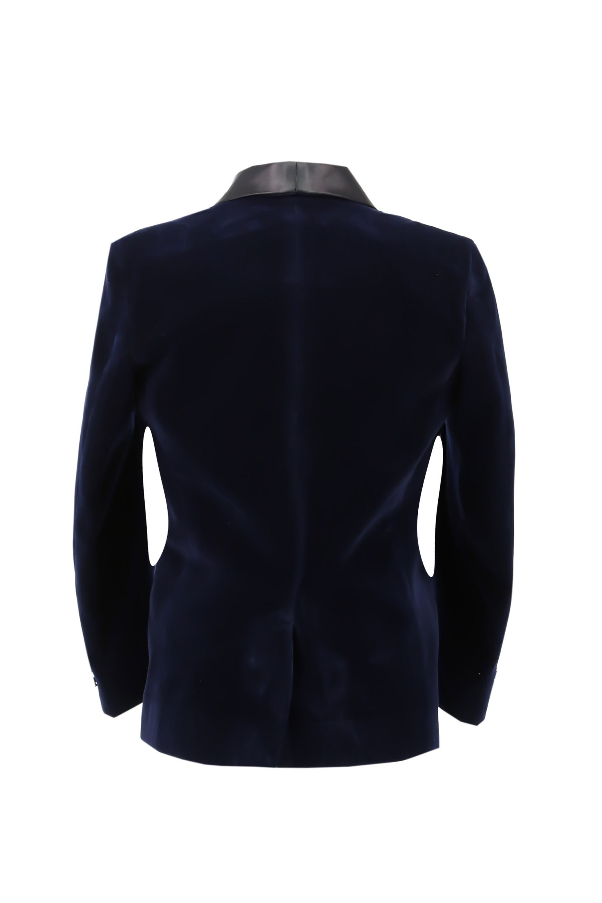 Boys Velvet Tuxedo Suit with Double-breasted Vest - Navy Blue