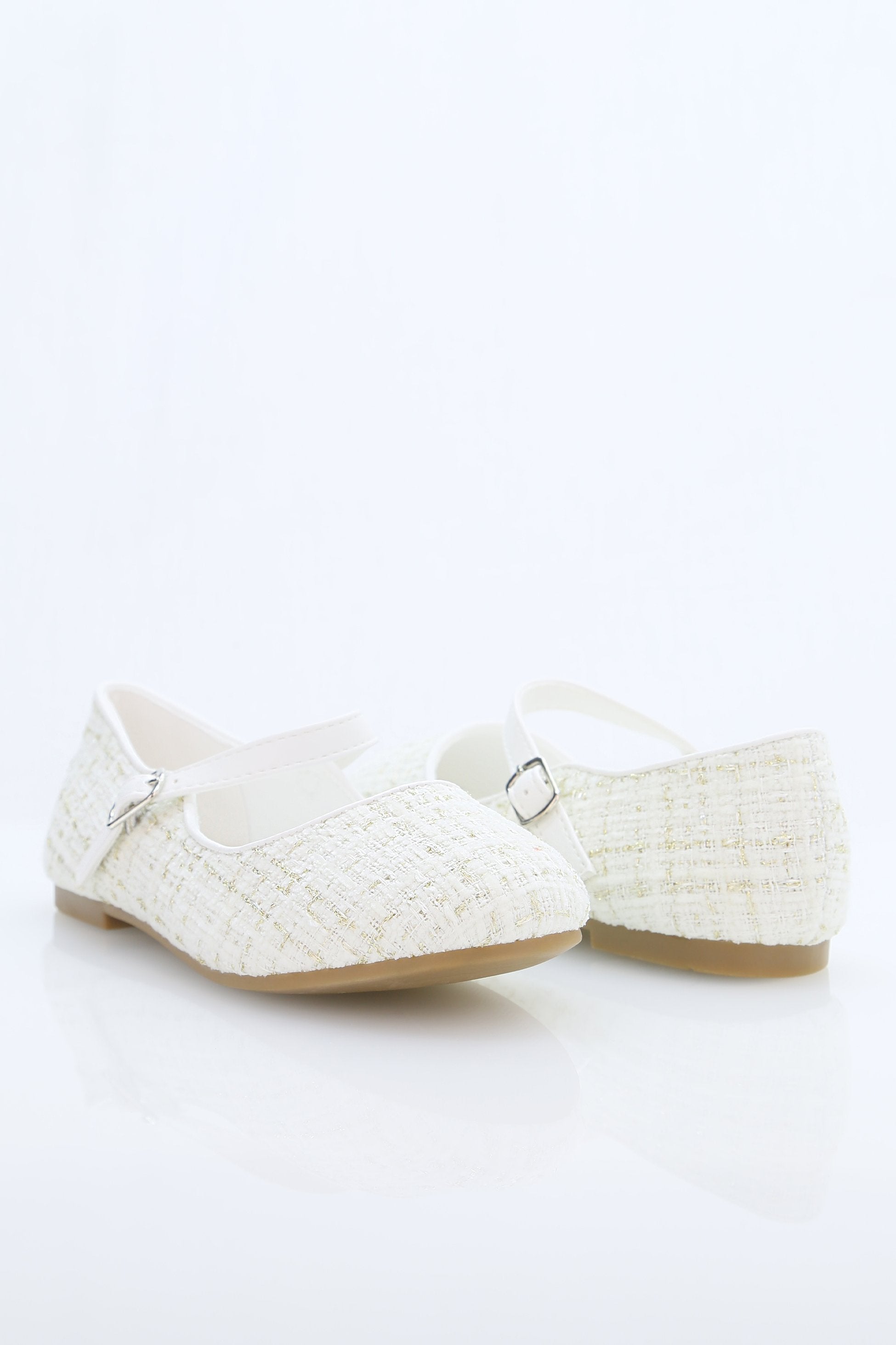 Girls' Tweed Flats Mary Jane Shoes - SUZANNE - Ivory