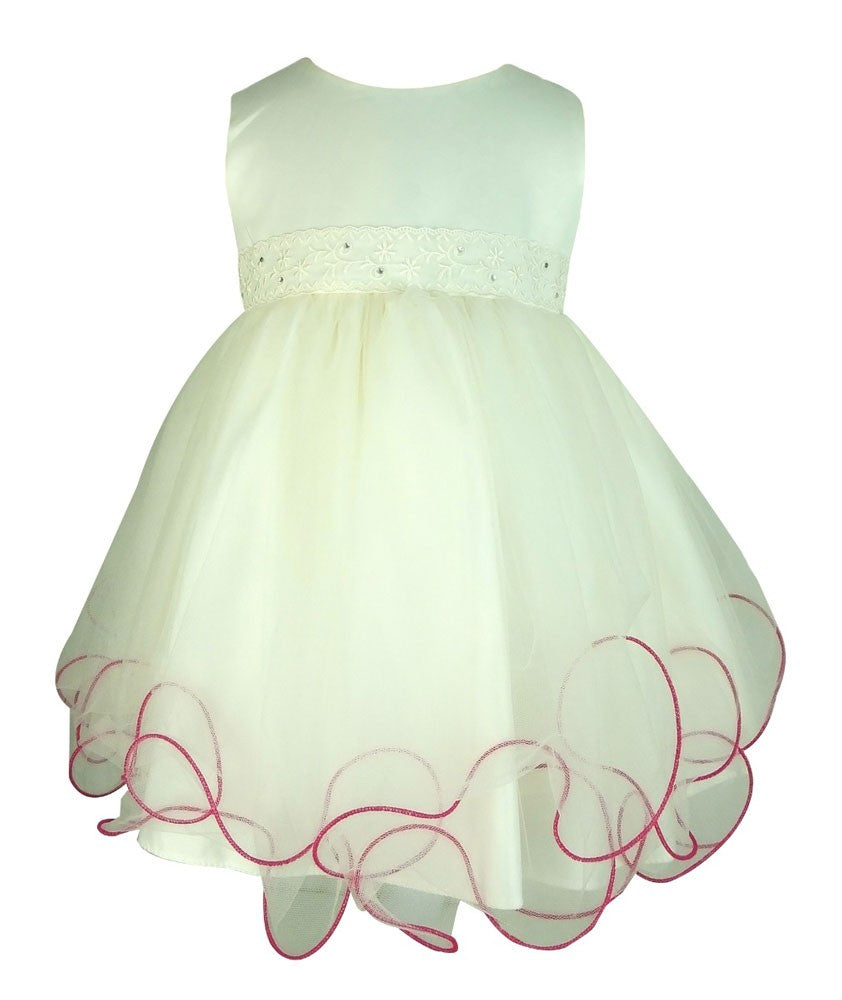 Girls Christening Wedding Dress with Butterfly Bolero Jacket - Ivory - Fuchsia